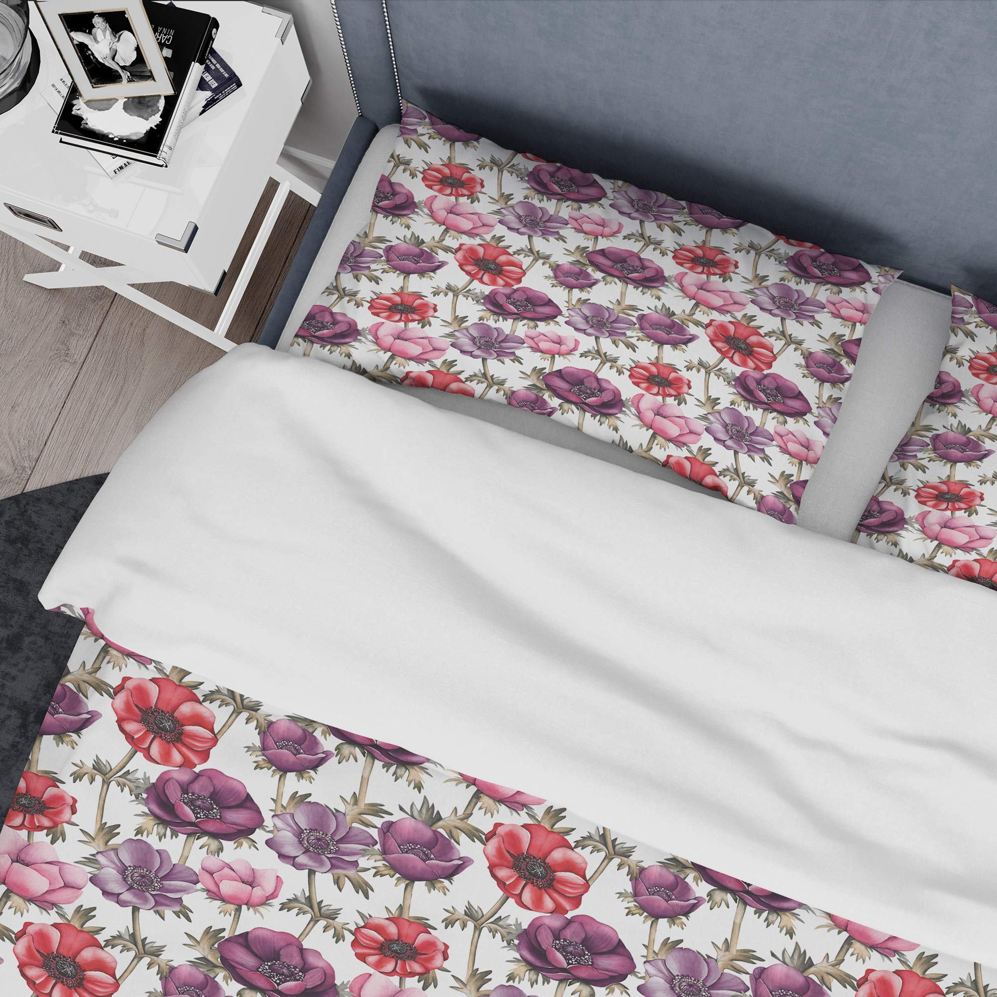 Colorful Floral Duvet Cover Set King - Coastal Bedding for All Seasons