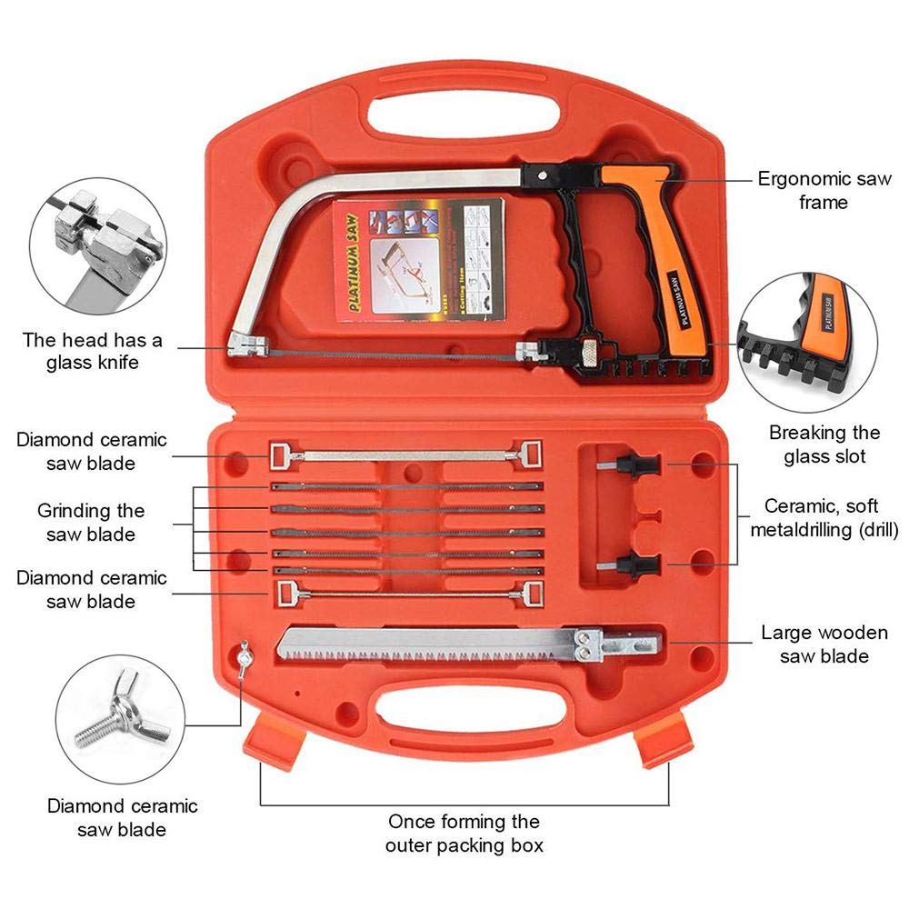 12-Piece Multifunctional Handsaw Set - Hacksaw, Coping Saw, Bow Saw for Wood, Metal, Plastic & Tile Cutting - Perfect for DIY Projects, Camping, Hunting & Garden Pruning