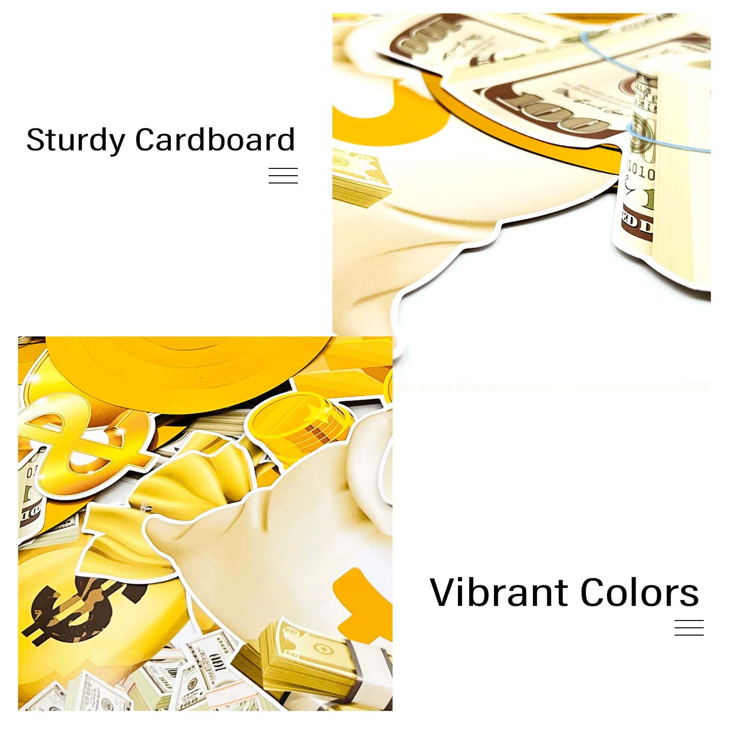 30Pcs Fully-Assembled Money Birthday Party Decorations - Gold Dollar Bill Ceiling Swirls for Casino Theme, Adult Birthday & Special Events - Perfect for Casino Nights, Dollar Themed Parties & Festive Celebrations