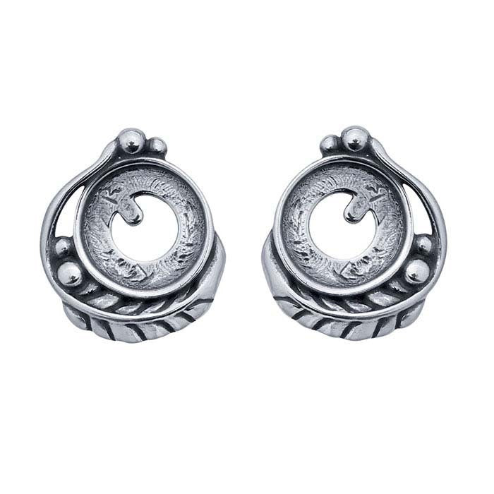 8mm Sterling Silver Feather Edge Round Cabochon Post Earrings - Blank Stud Earring Settings for DIY Jewelry Making - Perfect for Gemstones, Pearls & Handmade Jewelry Designs
