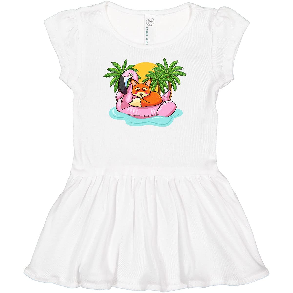 Inktastic Fox Flamingo Tropical Beach Vacation Infant Dress - Cute Baby Girl Summer Outfit for Beach Party, Poolside, Family Vacation & Photo Shoots