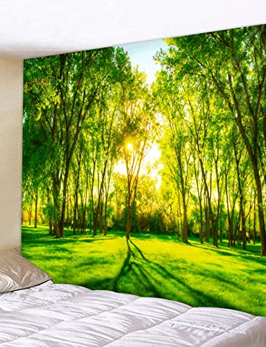 Gud Decor 3D Forest Sunshine Tapestry Wall Hanging - Queen Size 82x75 Inches - Nature Inspired Bedroom & Dorm Decor for Boho Aesthetic - Perfect for Home, Living Room, or Apartment Wall Art