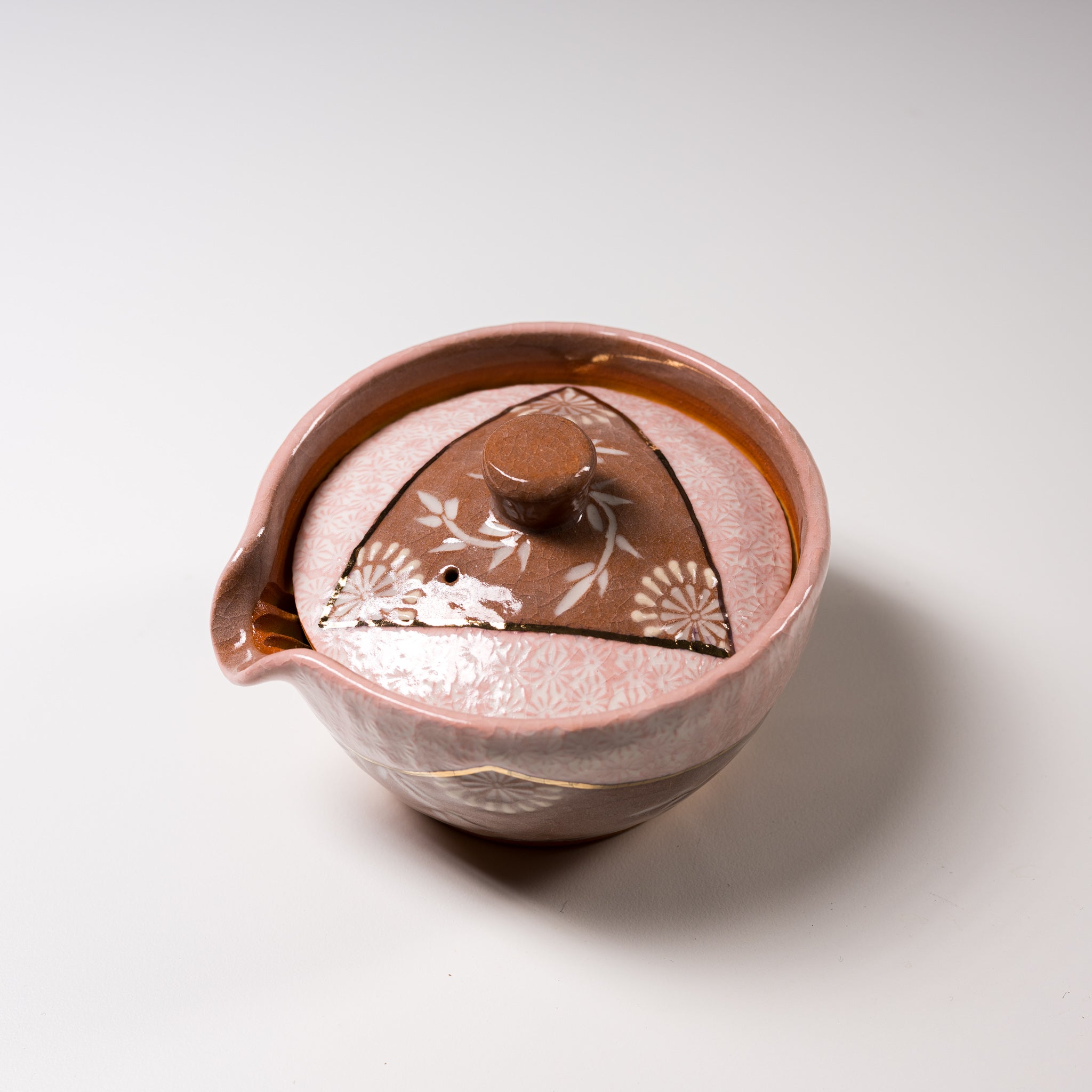Handmade Kyo Kiyomizu Ware Hohin Teapot - Karakusa Pink Design | Authentic Japanese Ceramic Teapot for Matcha, Sencha & Green Tea Brewing | Perfect Tea Ceremony Gift & Home Decor