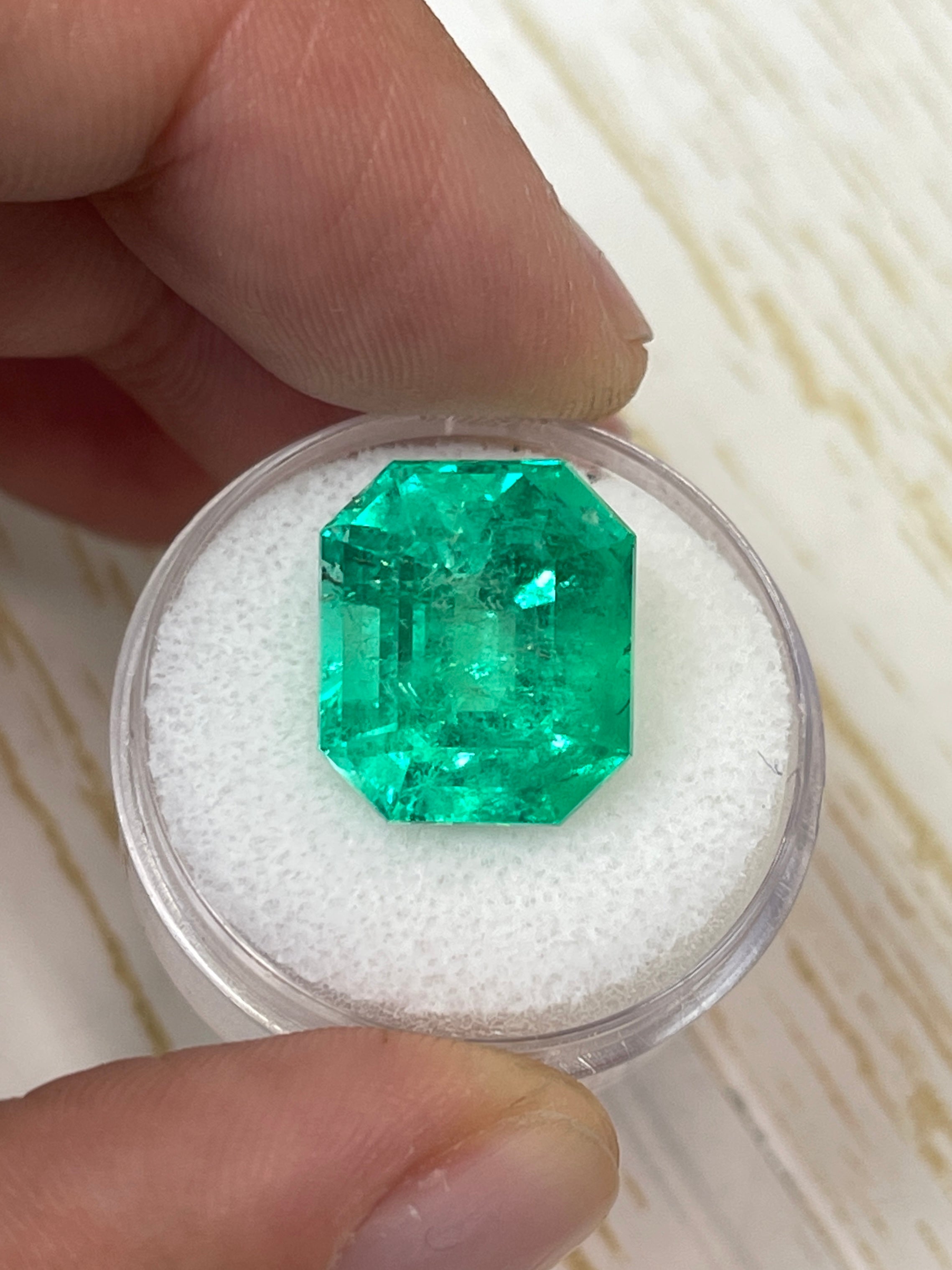 13.22 Carat GIA Certified Muzo Yellowish Green Colombian Emerald - Loose Natural Emerald Cut Gemstone for Jewelry Making & Engagement Rings