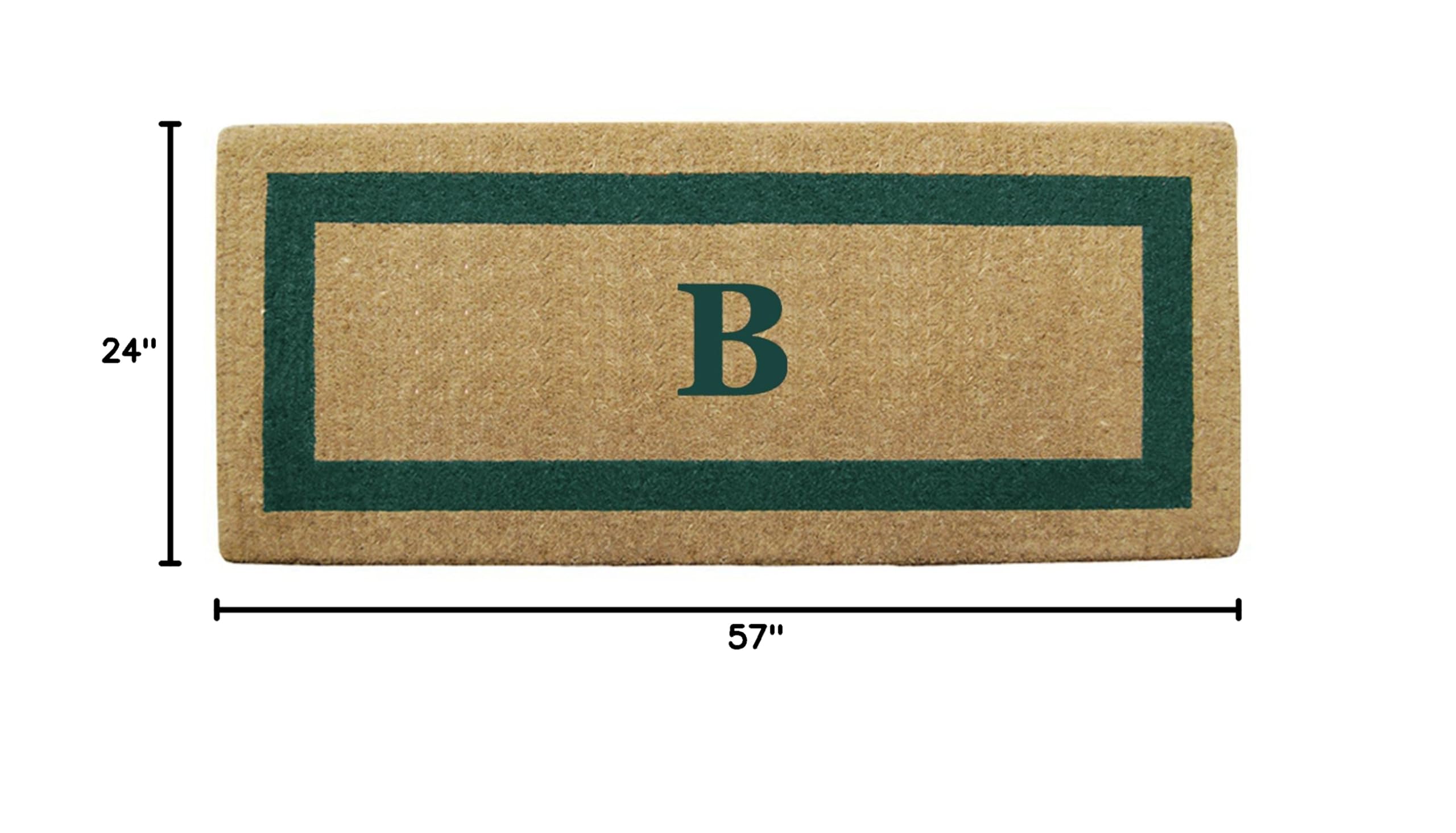 Premium Heavy Duty Coir Door Mat - Personalized Monogram B, Single Picture Frame Design, Natural Coconut Fiber Welcome Mat, Durable Handcrafted Outdoor Rug, Eco-Friendly 24