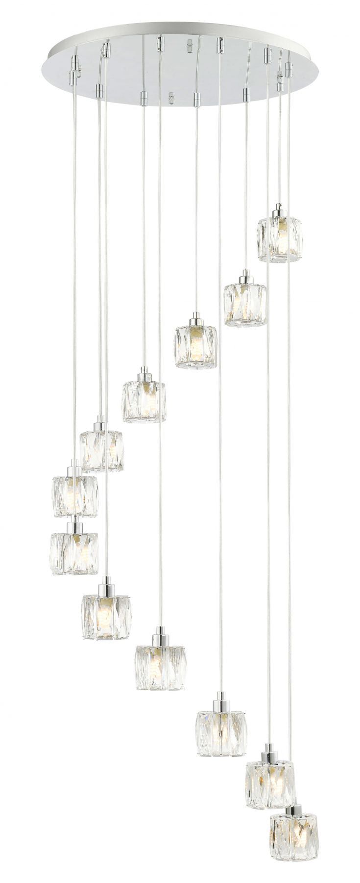 Aurora 12-Light Extra Small Spiral Crystal Chandelier Pendant - Elegant Dining Room & Bedroom Ceiling Lighting Fixture