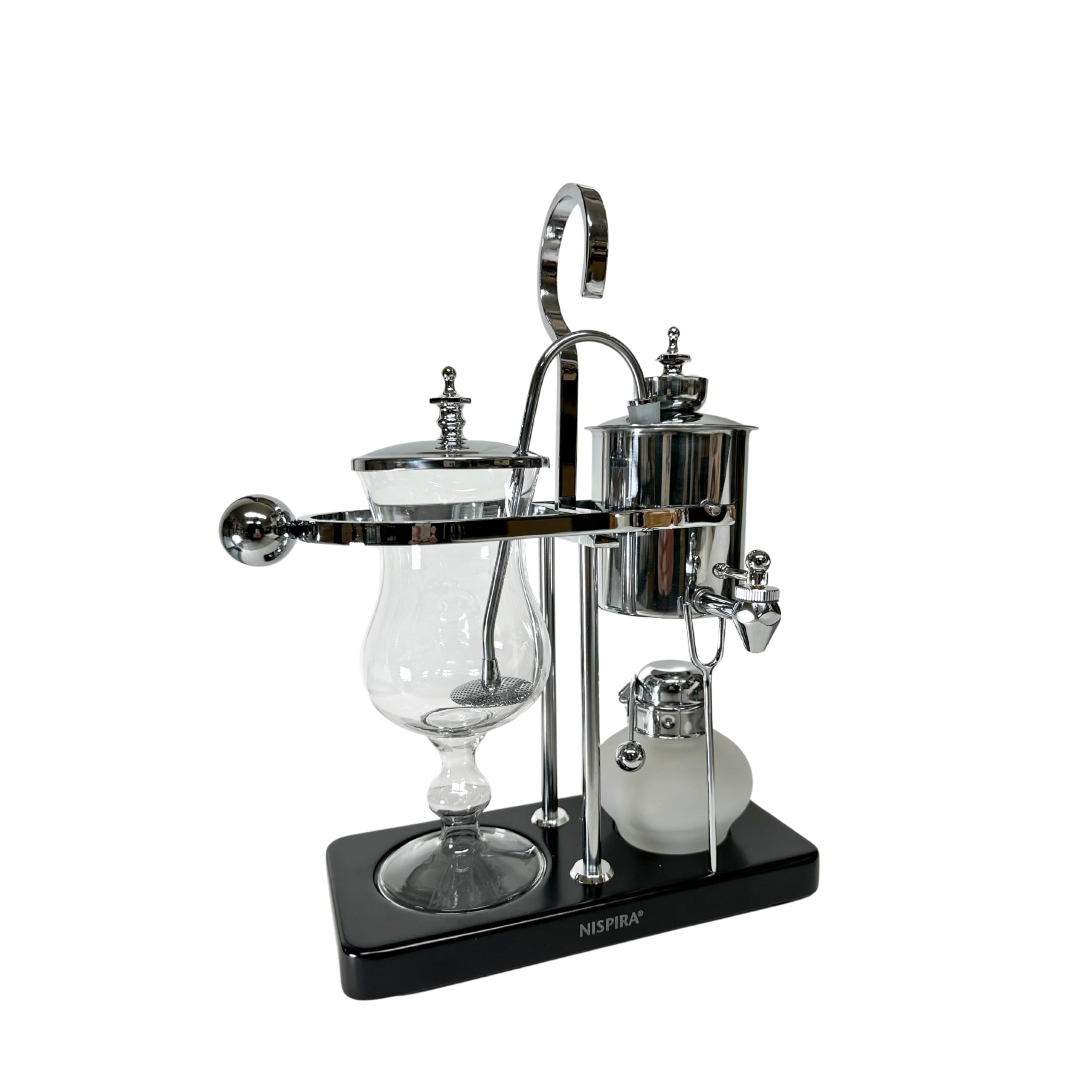 Premium Nispira Belgium Royal Family Balance Syphon Coffee Maker - 500ml Vintage Vacuum Brewing System with Unique Gravity Design (Silver) - Perfect for Home Baristas & Coffee Enthusiasts