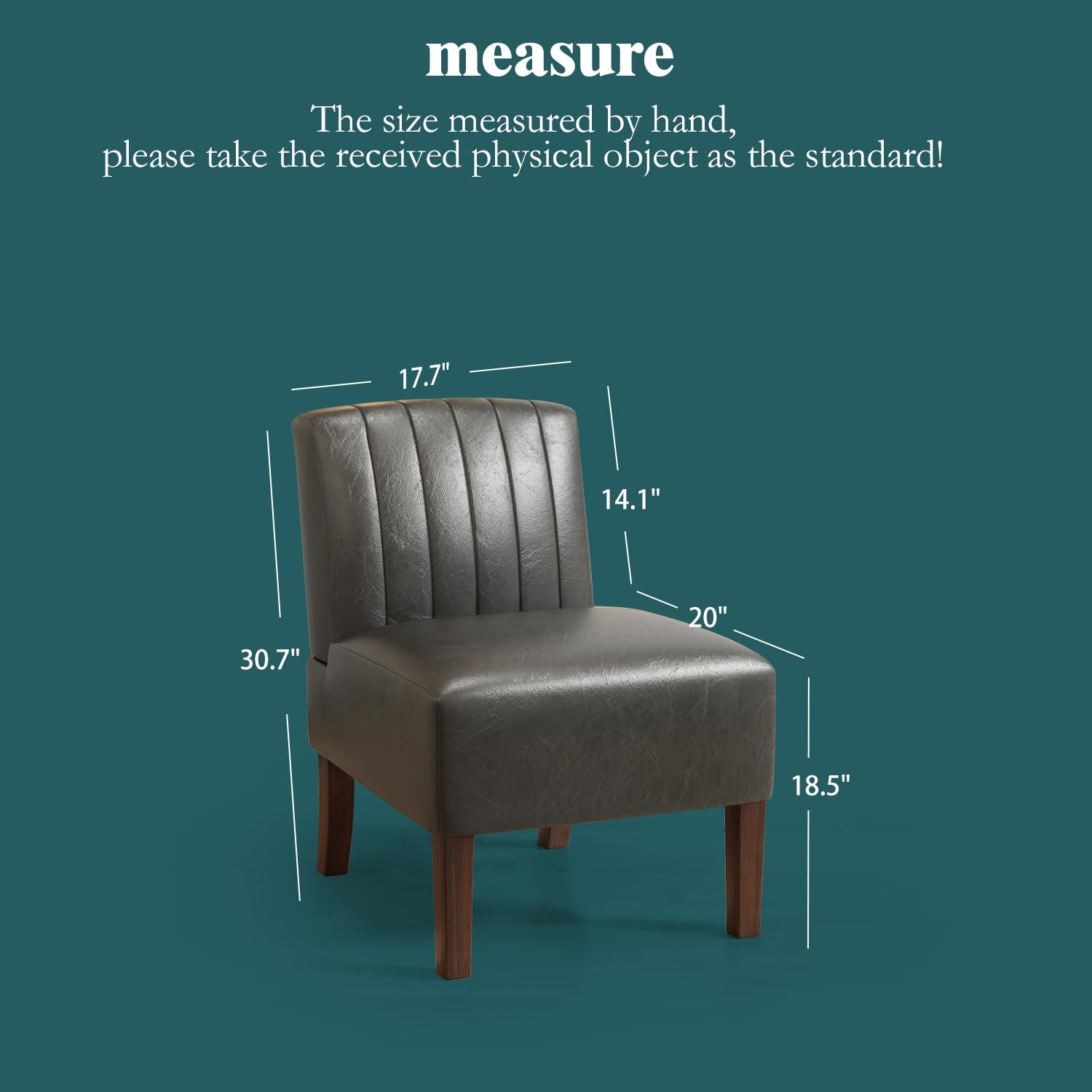 Armless Accent Chairs - Modern Upholstered Dining & Living Room Chairs with Solid Wood Legs - Genuine Leather Reading Chair for Adults - Comfortable Bedroom, Vanity & Kitchen Seating (Asphalt Black) - Perfect for Small Spaces, Home Office & Cozy Reading Nooks
