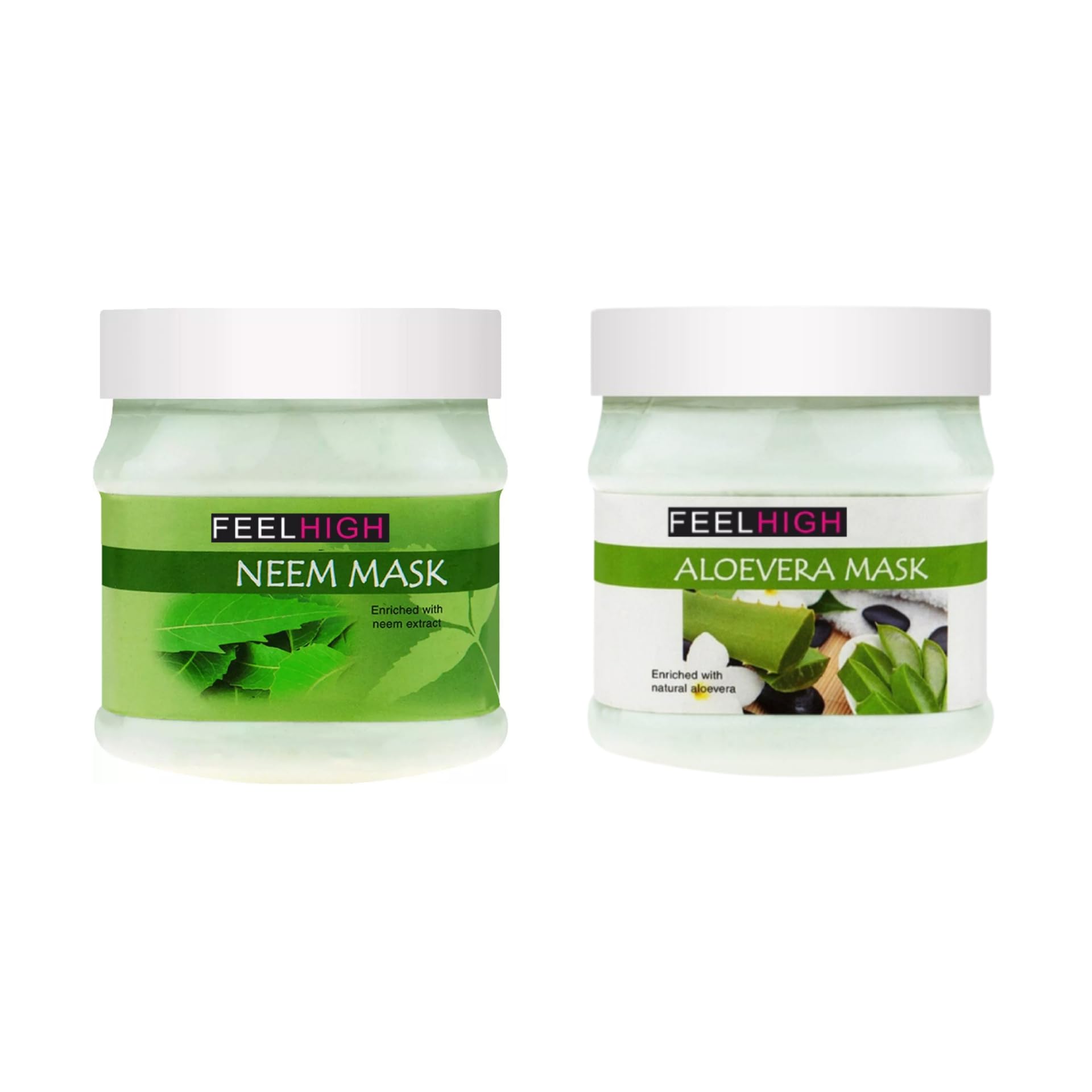 Feelhigh Neem & Aloe Vera Face and Body Mask 500ml - Anti-Wrinkle Treatment for Glowing Skin | Perfect for Spa Days & At-Home Skincare Routines