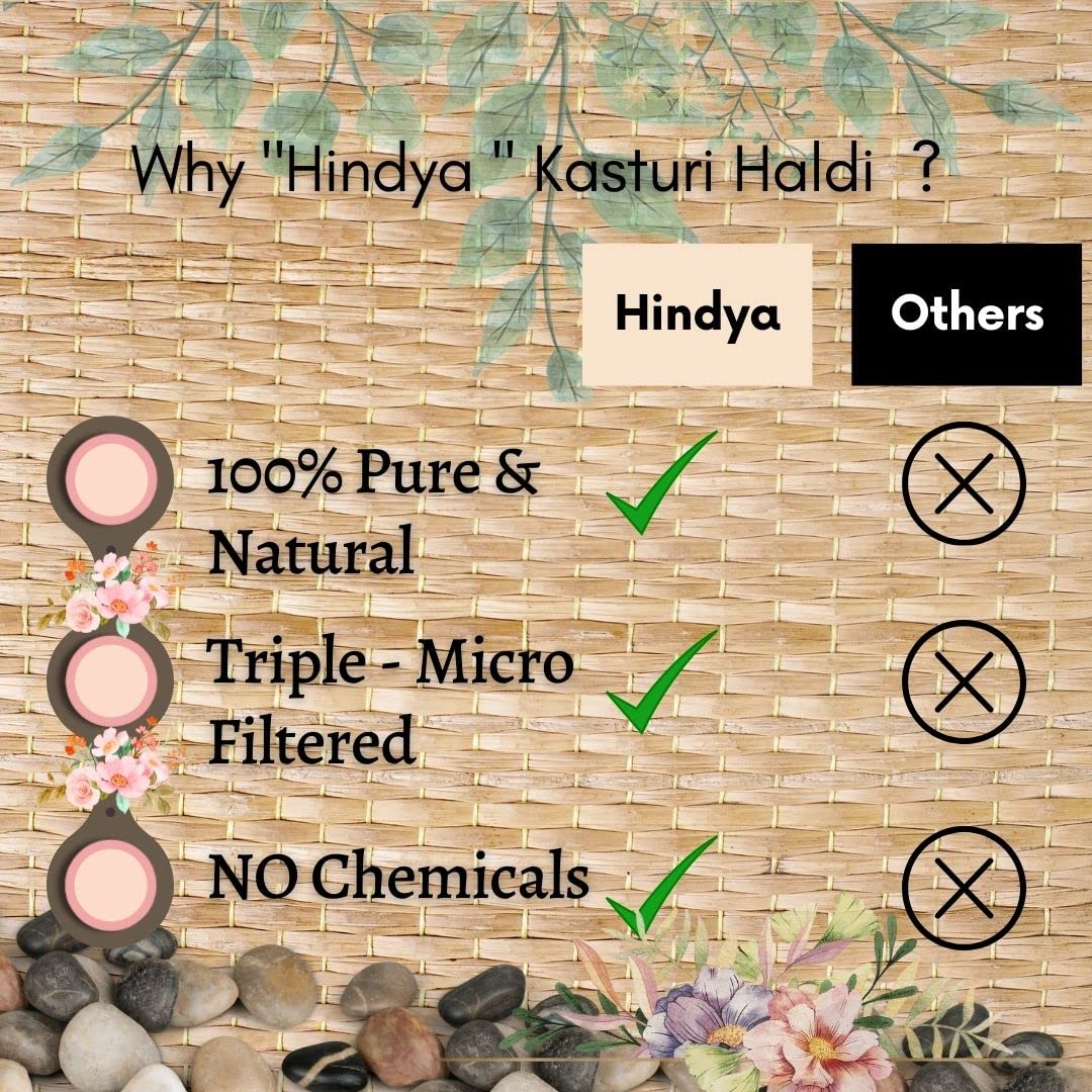 Hindya Ayurvedic Luxury Kasturi Haldi Powder for Face Beauty - Wild Turmeric Powder, Kasturi Manjal, Curcuma Aromatica, Jangli Haldi (100g, Pack of 1) | Natural Skin Brightening & Glow for Radiant Complexion | Perfect for DIY Face Masks, Scar Reduction & Evening Skin Tone