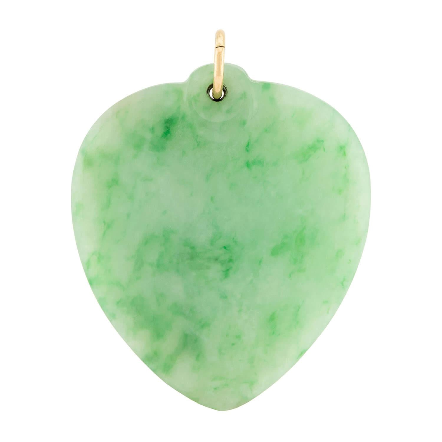 14K Gold Jade Heart Pendant Necklace - Elegant Vintage Jewelry for Women, Perfect for Valentine's Day Gifts & Anniversary Presents