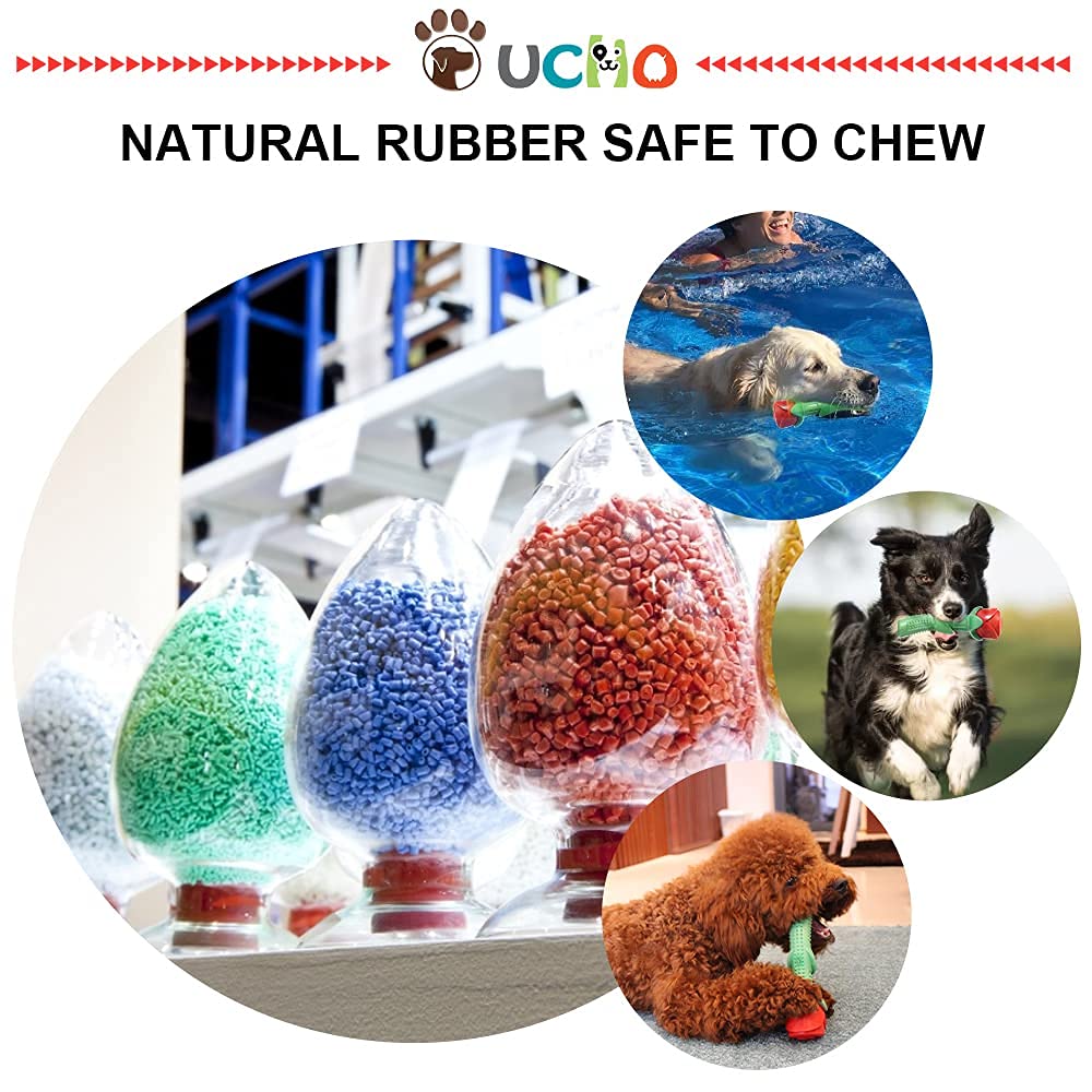 Durable UCHO Dog Chew Toys for Aggressive Chewers - Interactive Rose-Shaped Chew Toy for Small & Medium Dogs - Training Aid & Dental Cleaning Toy for Puppies & Adult Dogs - Perfect for Indoor Play, Outdoor Fetch & Teeth Cleaning Sessions