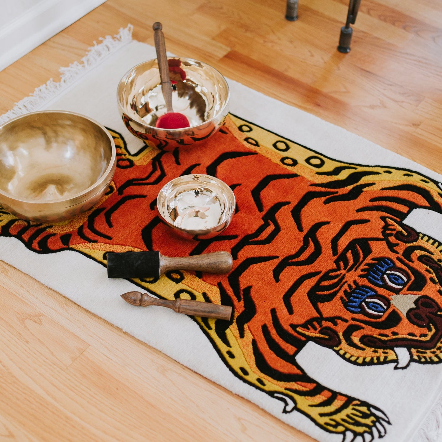 Hand Woven Tiger Pattern Area Rug - Soft and Durable Non-Slip Floor Mat for Living Room, Bedroom, Nursery Decor - Perfect for Home, Office, and Yoga Space