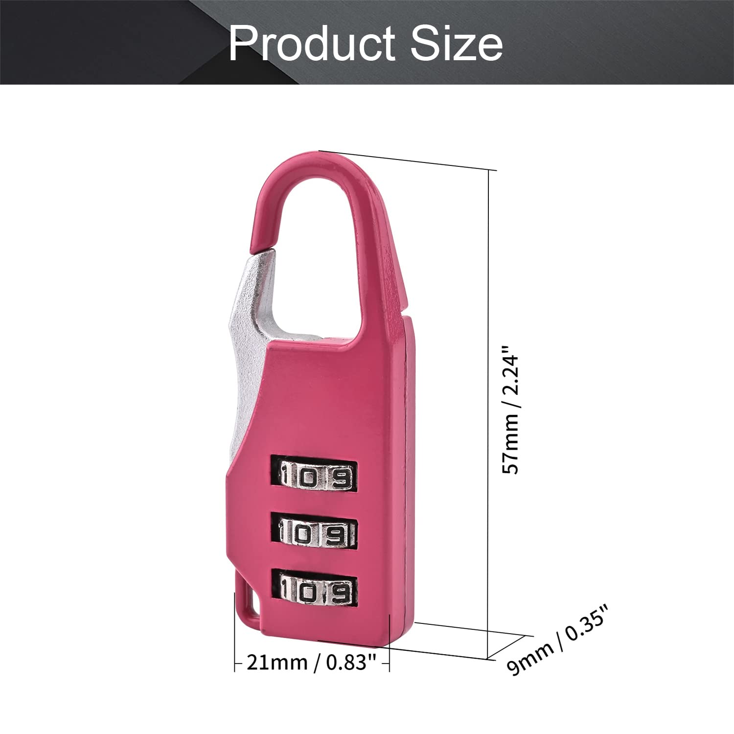 MroMax 3 Digit Combination Padlock - Resettable Zinc Alloy Safe Cipher Lock with Mini Design (1 Pack, Pink) - Perfect for Lockers, Gym Bags, School Backpacks & Travel Luggage