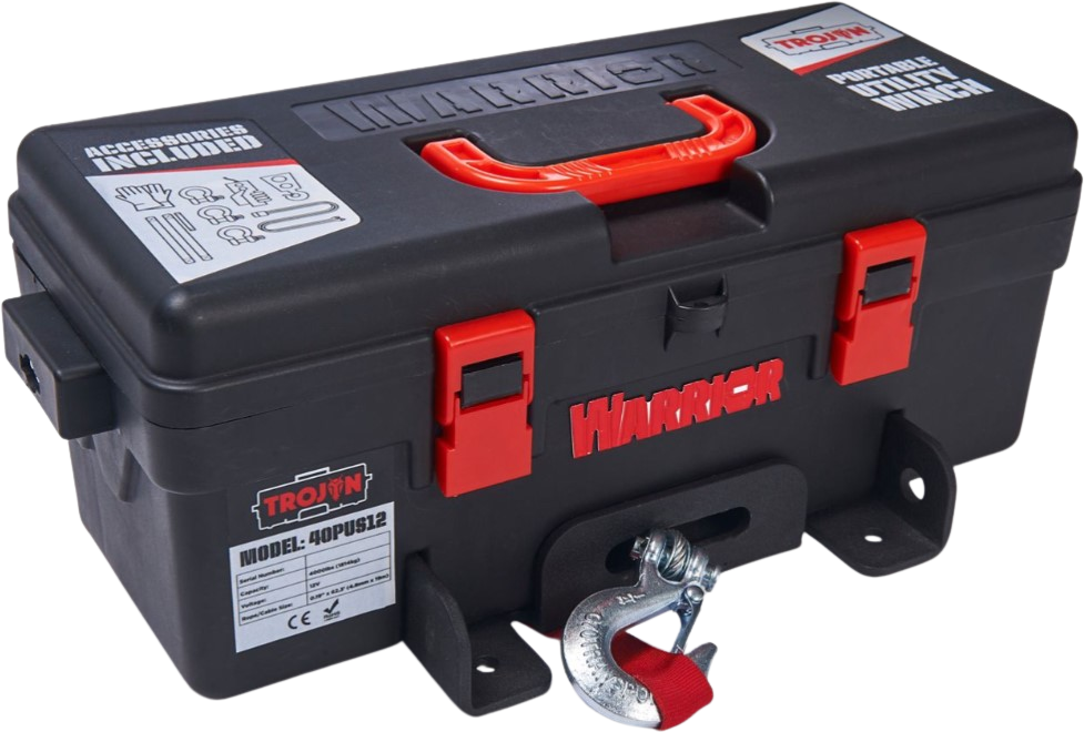 DK2 40PUS12 4000 lbs Capacity Warrior Trojan Electric Steel Winch Cable - Heavy Duty Off-Road Recovery, Towing, Marine & Industrial Use