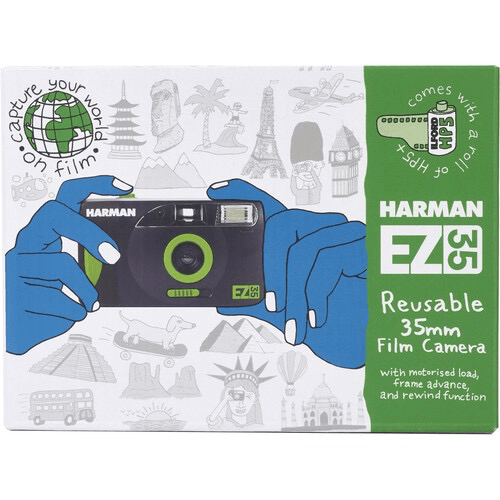 HARMAN Technology EZ 35 Reusable 35mm Film Camera with Film Roll - Vintage Style Analog Camera for Travel, Street Photography & Beginners