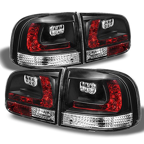 AKKON Black Bezel LED Tail Lights Brake Lamps Replacement for 2003-2007 VW Touareg SUV - 4pc Set, Enhanced Visibility & Style for Night Driving & Custom Car Upgrades