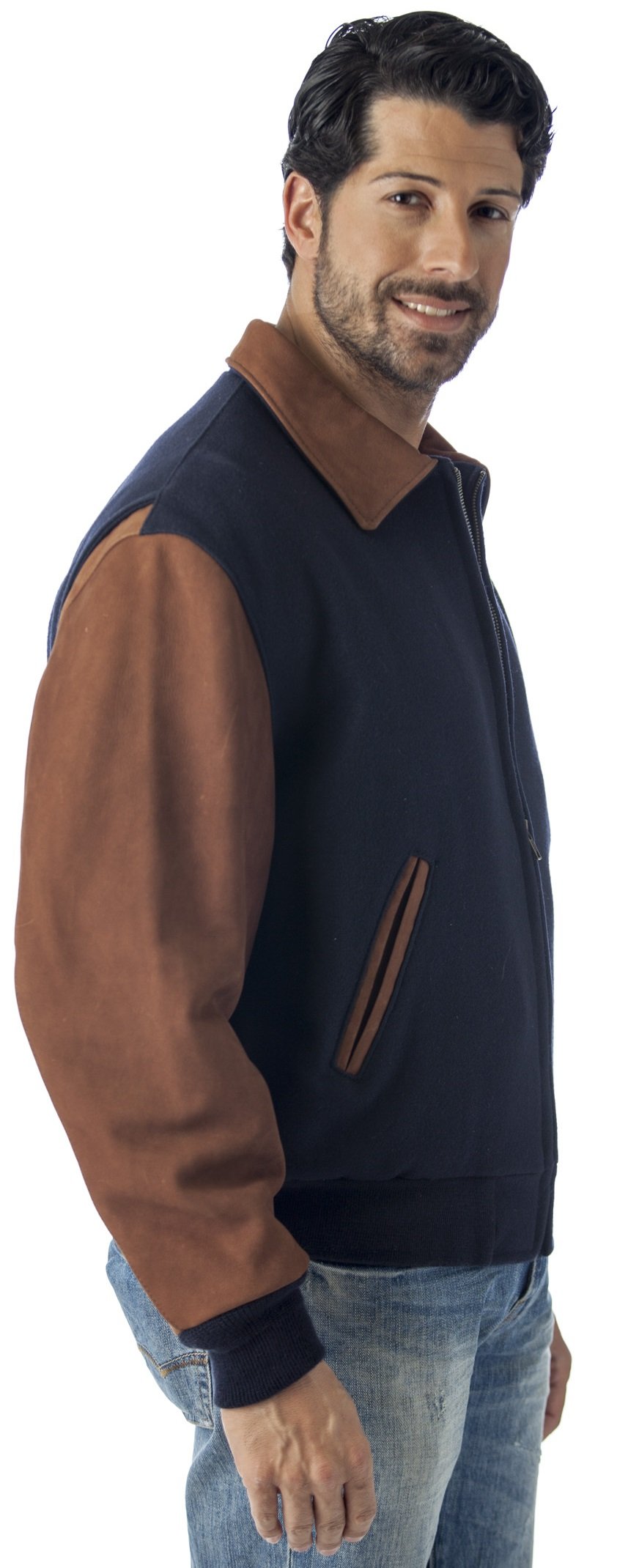 REED Men's Executive Leather & Wool Varsity Jacket - Premium USA-Made Business Casual Outerwear for Office, Meetings & Smart Casual Events