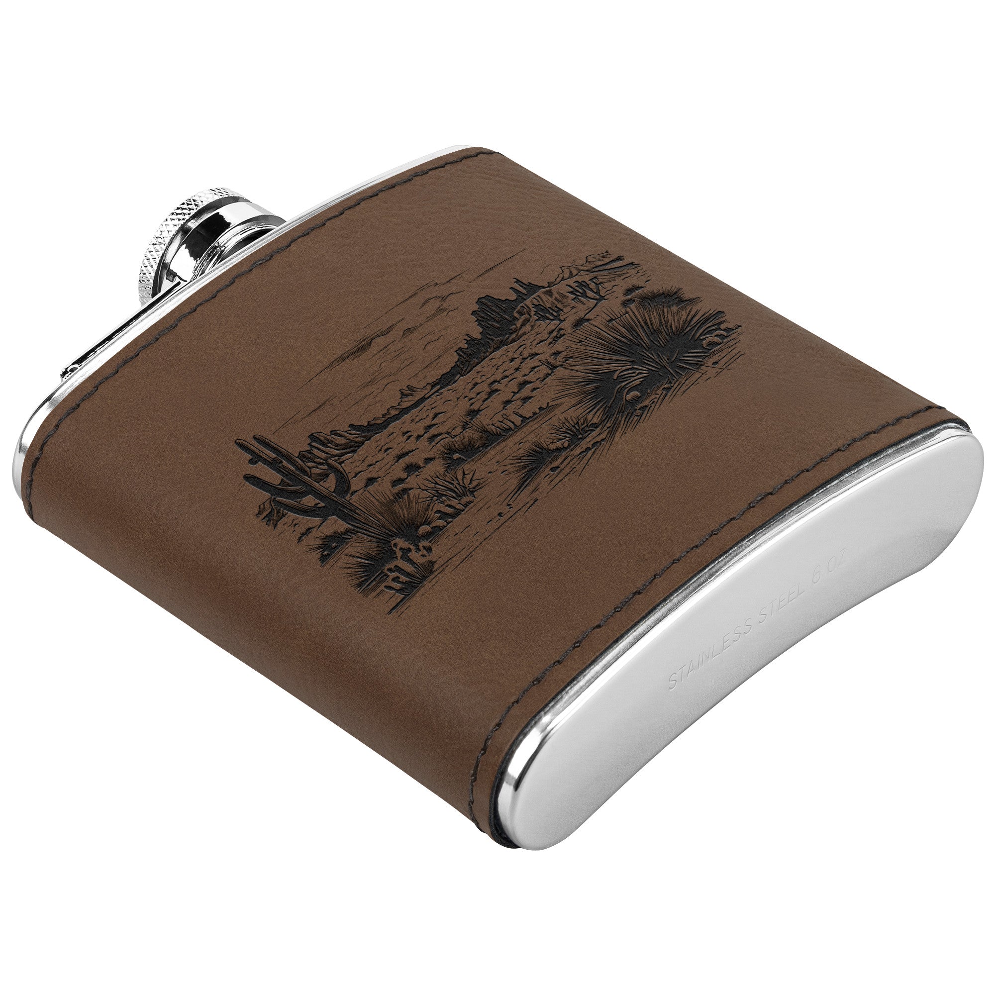 Premium Stainless Steel Cactus Desert Flask with Leather Wrap - Perfect for Outdoor Adventures, Camping & Hiking