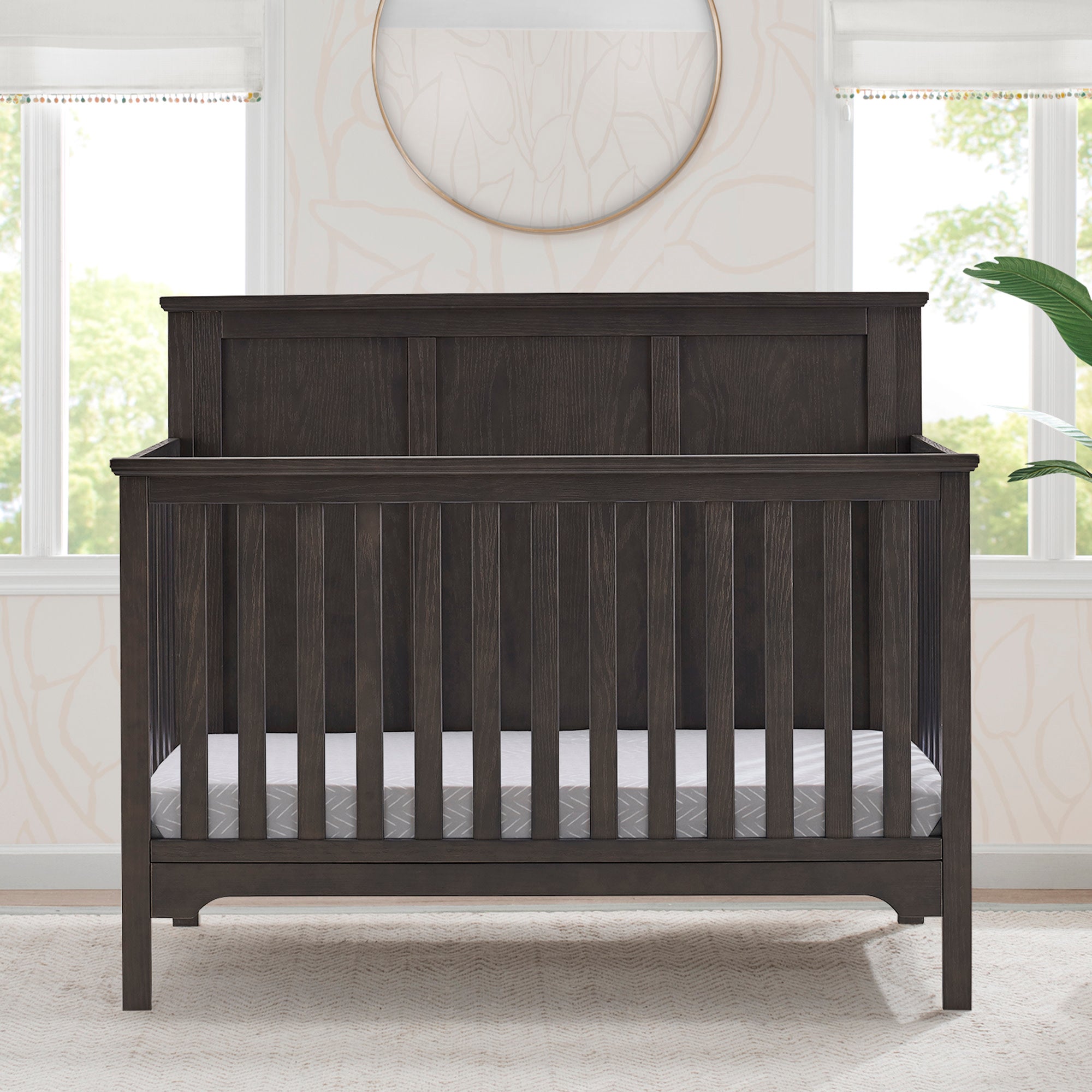 Sweet Beginnings Sage Flat Top 6-in-1 Convertible Baby Crib - Nursery Furniture for Newborn to Toddler | Perfect for Modern Nursery, Bedroom & Daycare