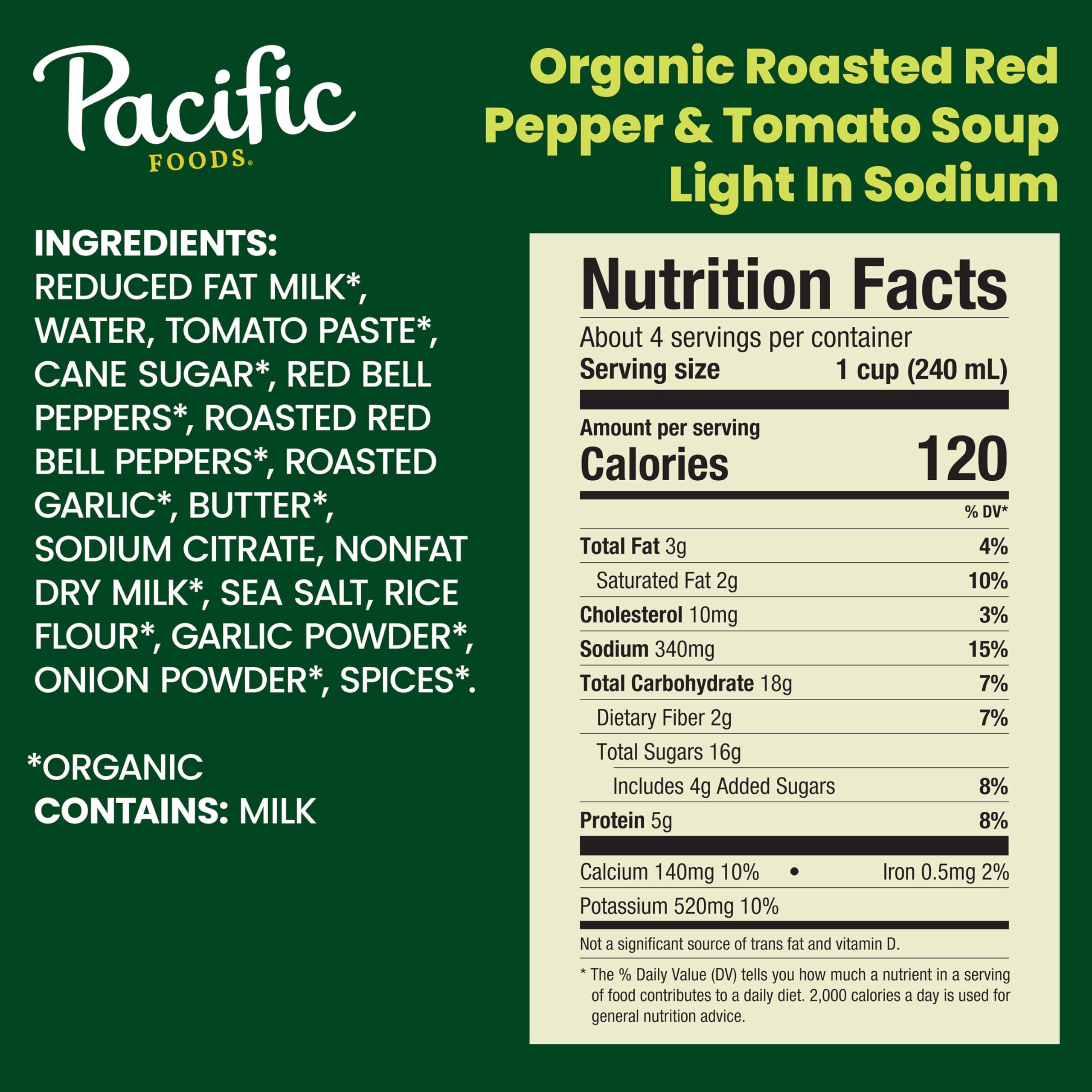 Organic Roasted Red Pepper & Tomato Soup - Low Sodium, 32 oz | Pacific Foods | Healthy Vegan Soup for Lunch, Dinner & Meal Prep