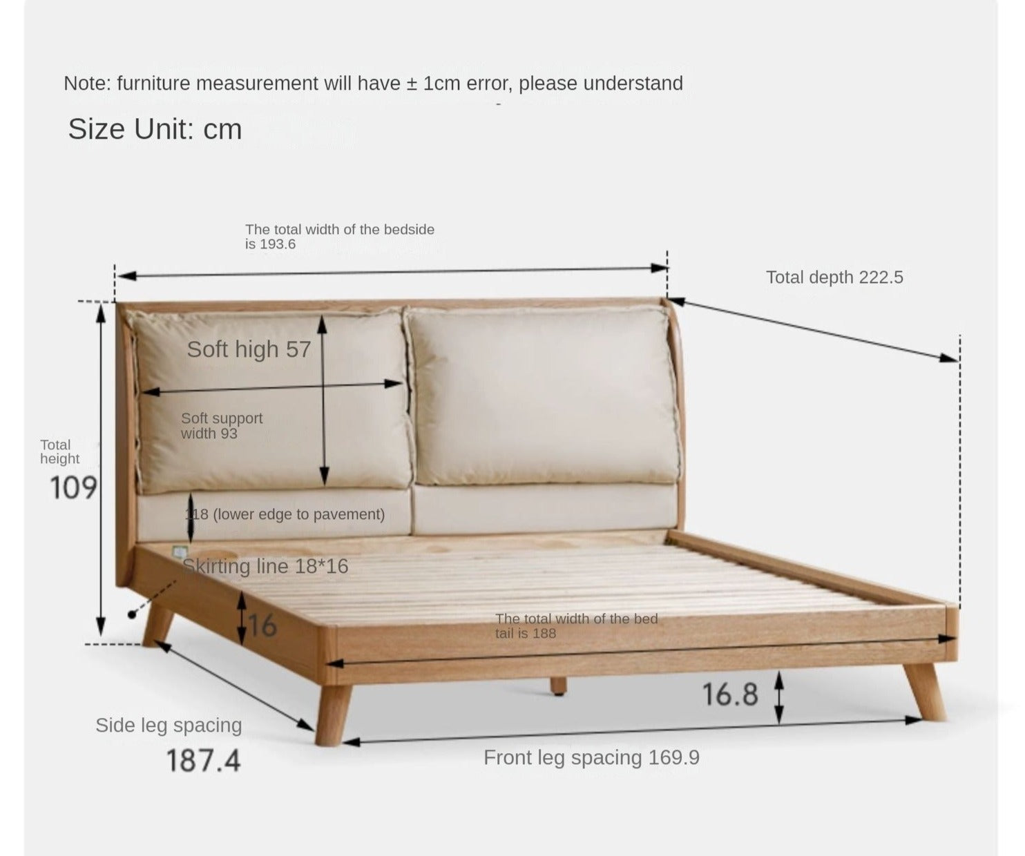 Premium Oak Solid Wood Frame with Top Grain Leather Upholstery & Technical Fabric Bed - Perfect for Modern Bedrooms, Guest Rooms & Luxury Home Decor
