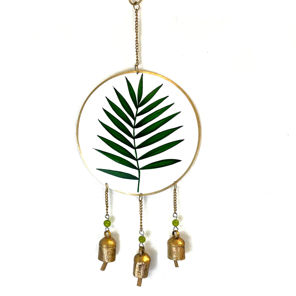 Natural Palm Leaf Wind Chime for Outdoor Decor - Handmade Bamboo Wind Chimes with Soothing Sounds for Garden, Patio, and Porch Relaxation