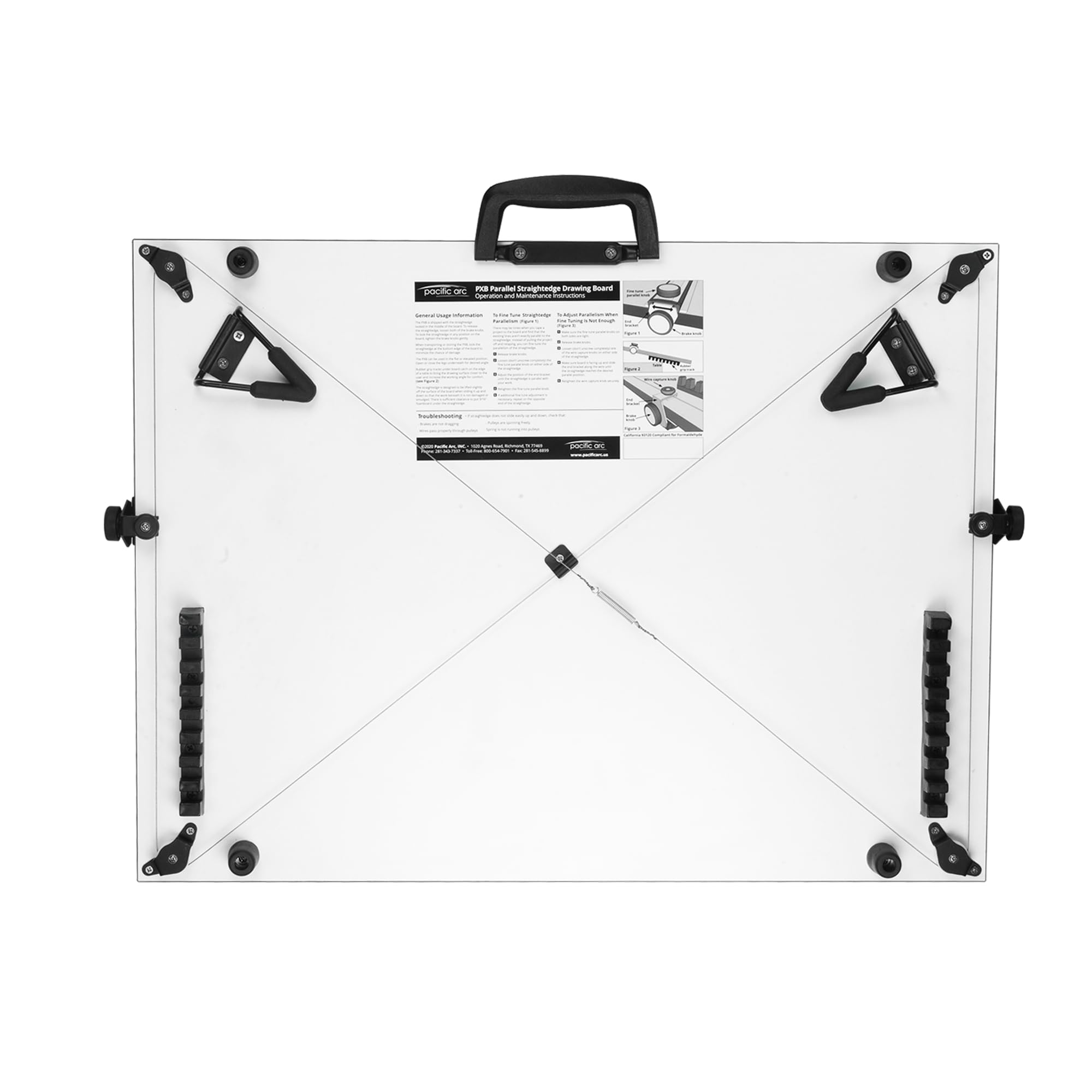 Pacific Arc PXB 18x24 Inch White Table Top Drawing Board with Parallel Bar - Perfect for Architects, Engineers & Artists - Drafting, Sketching & Technical Drawing Workspace Solution