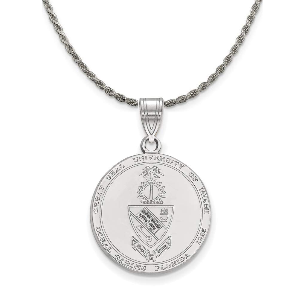 Sterling Silver Miami Crest Pendant Necklace for University Alumni