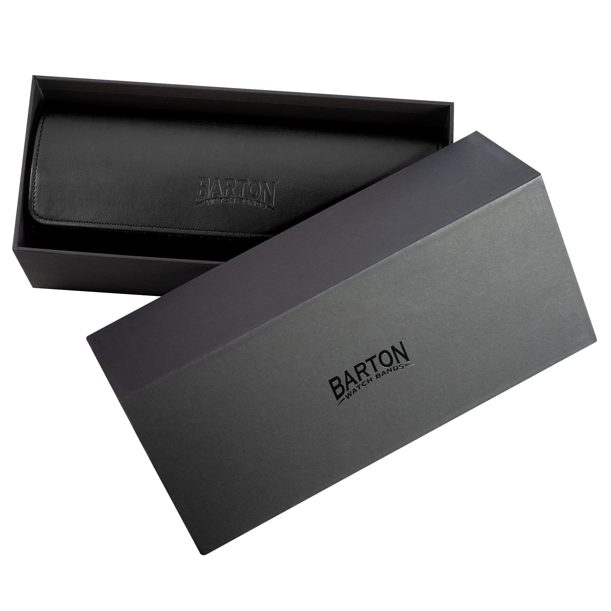 BARTON WATCH BANDS Men's Black Leather Watch Roll Case - Premium 3-Watch Travel Organizer for Storage & Protection | Perfect for Business Trips, Vacations & Home Display | Durable Watch Accessory Collection Case