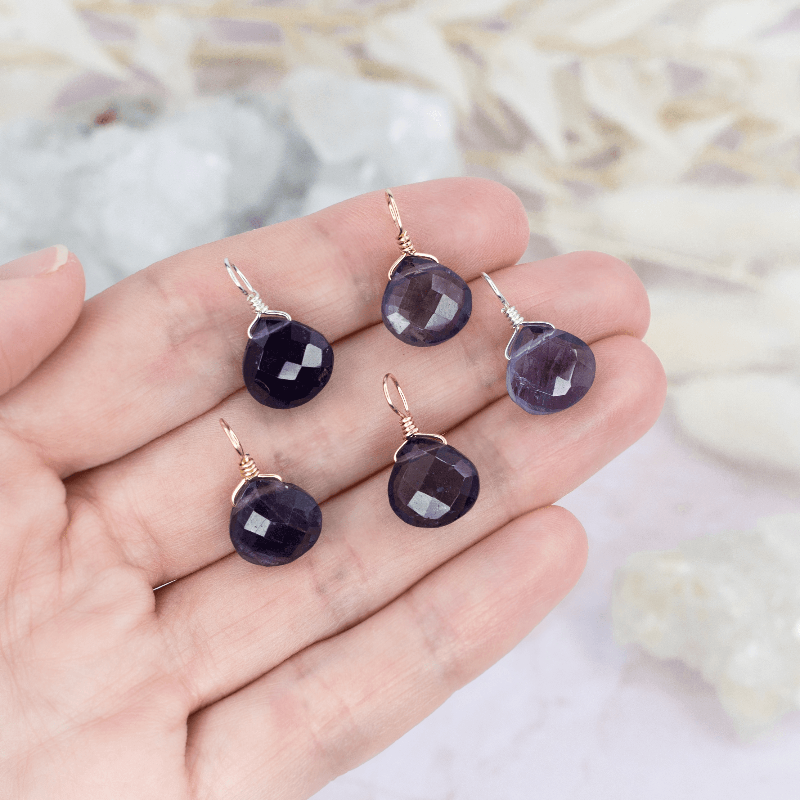 Tiny Iolite Teardrop Gemstone Pendant Necklace - Elegant Purple Jewelry for Women, Gift for Her - Perfect for Weddings, Parties & Everyday Wear