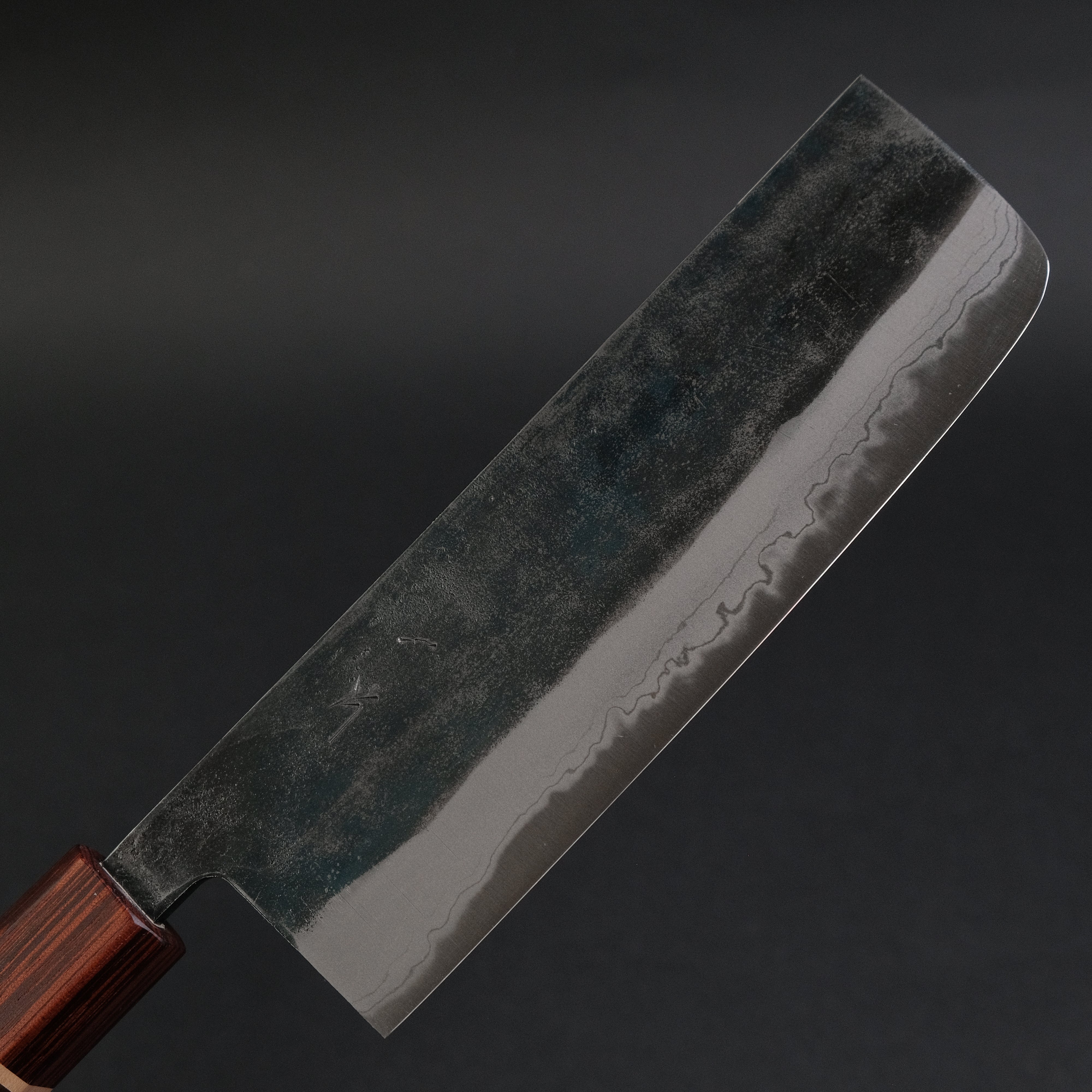 Hitohira Echizen NB White #2 Kurouchi Damascus Nakiri Knife 165mm - Japanese Chef Knife with Walnut Handle & Rengas Ferrule - Perfect for Slicing Vegetables, Herbs & Sushi Preparation