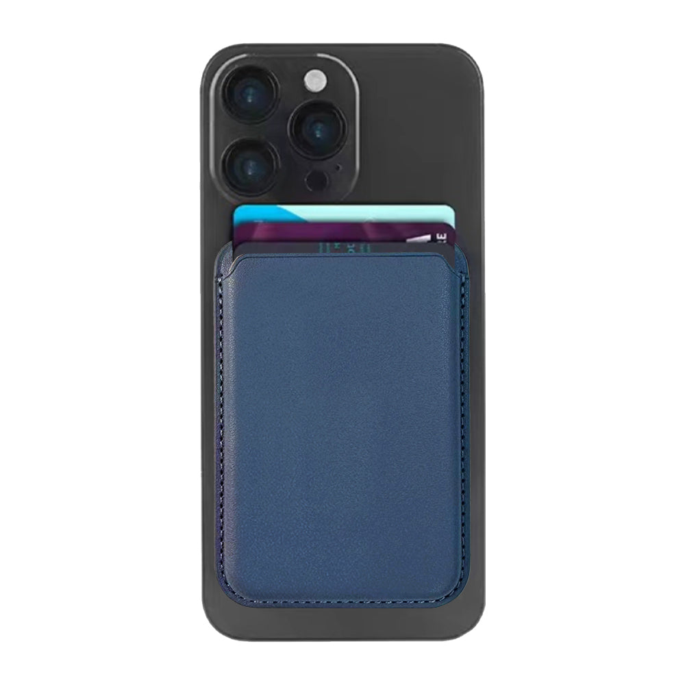 Premium Genuine Leather MagSafe Wallet for iPhone - Dark Blue | Slim RFID Blocking Card Holder | Perfect for Everyday Use, Travel & Business