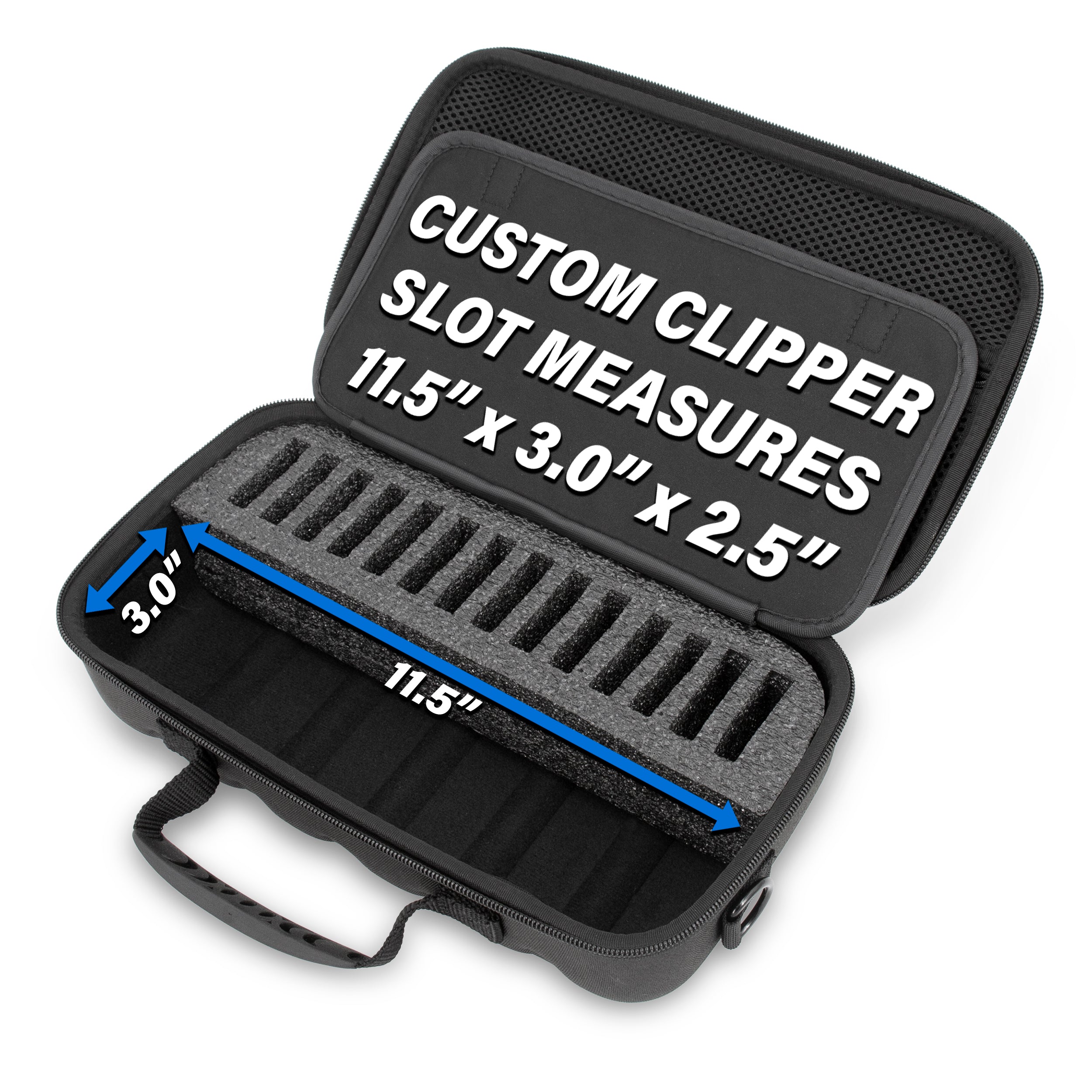 CASEMATIX Professional Hair Clipper Case for Barbers - Compatible with Andis, Oster, Wahl 14 Metal Detachable Clipper Blades - Durable Black Travel Storage Case for Salon & Home Barbering
