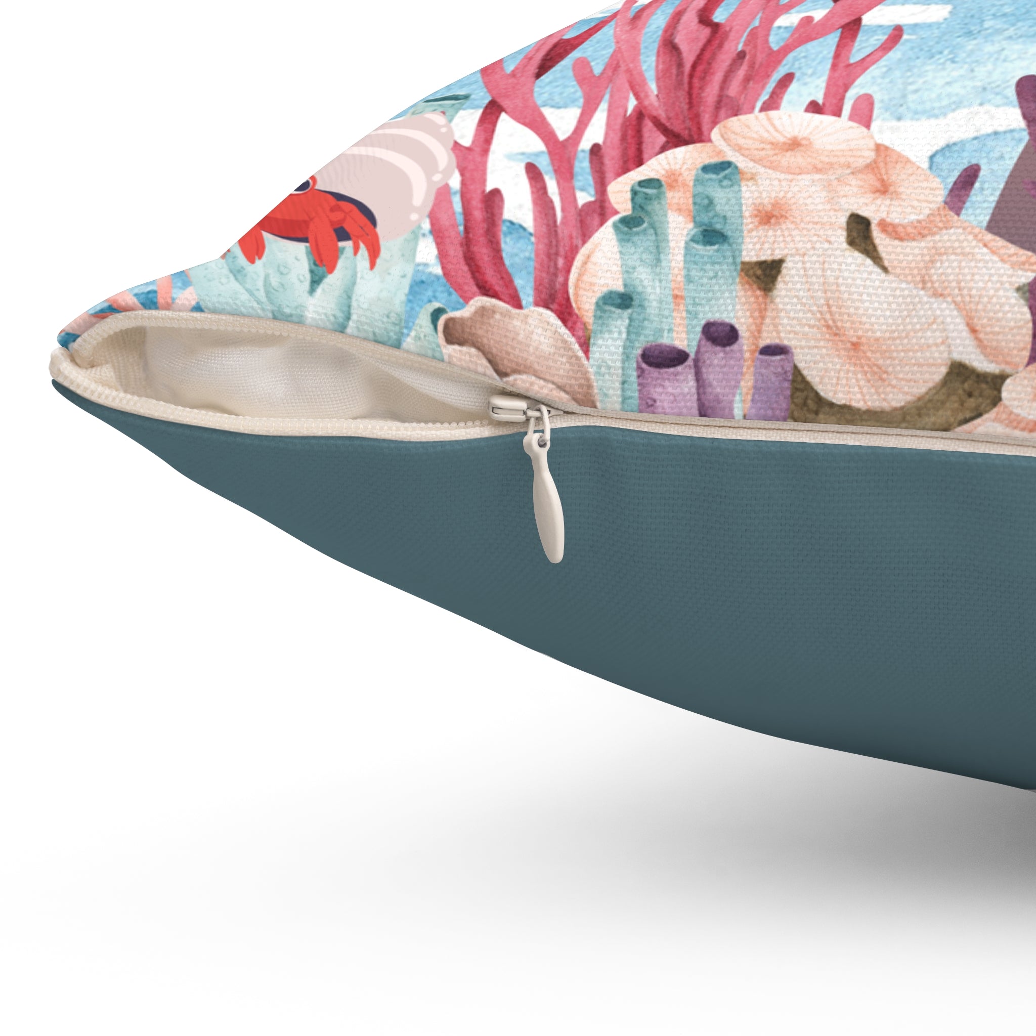 Kids Ocean Life Square Throw Pillow - Nautical Coastal Decor for Bedroom, Living Room & Nursery - Soft Decorative Cushion for Kids' Rooms and Beach House Style