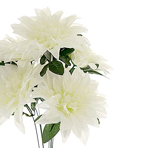 BalsaCircle 2 Pack 20-Inch Ivory Silk Dahlia Artificial Flowers - Wedding Centerpieces, Party Decor, Reception Arrangements, Home & Office Decoration Supplies