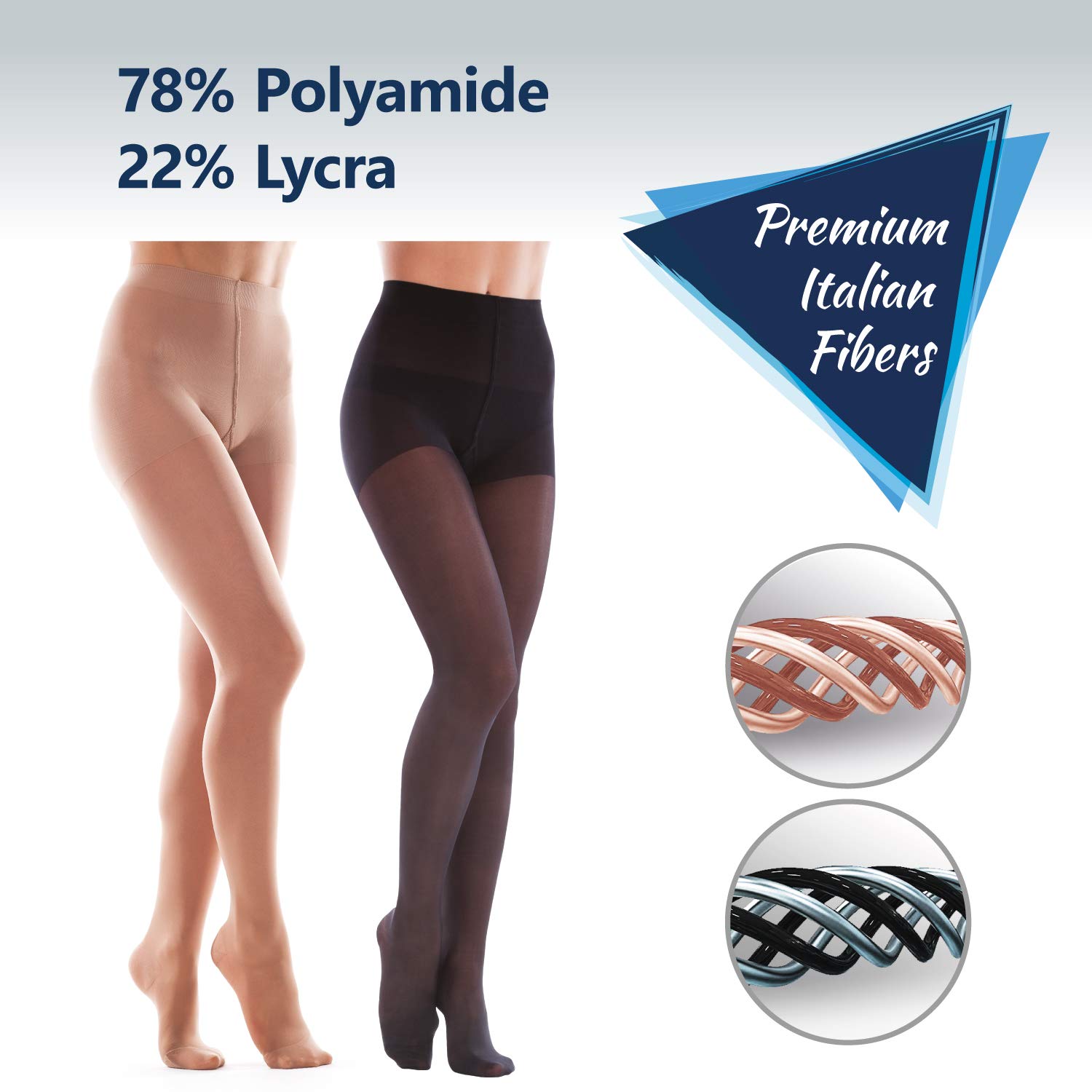 16-18 mmHg Medical Compression Tights for Better Circulation & Recovery - Black X-Large for Post-Surgery & Travel