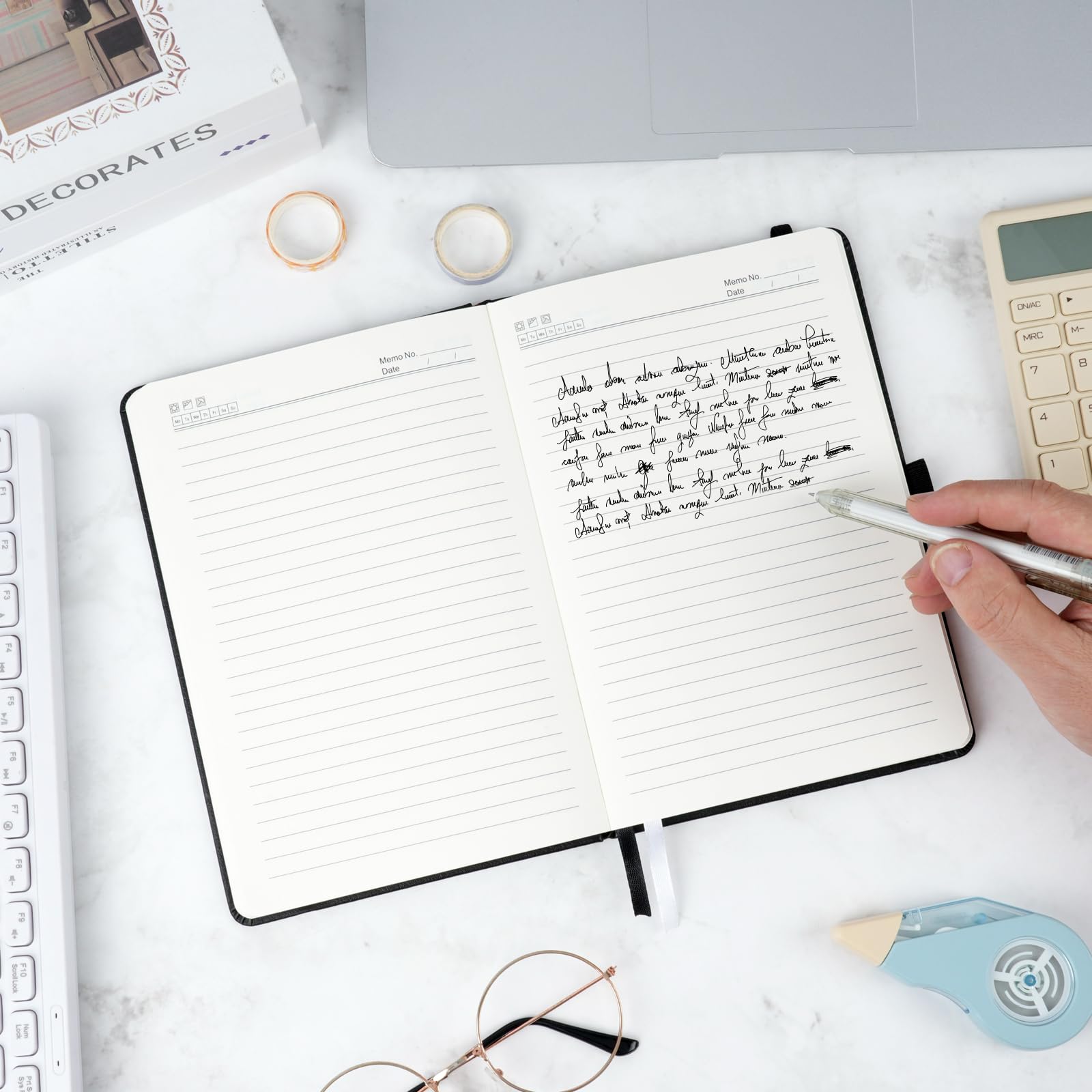 EOOUT Premium Lined Journal Notebook - 160 Pages A5 Leather Hardcover Writing Notebook with 100gsm Thick Paper & Pen Loop - Perfect for Journaling, Work, School, Office & Travel - 5.7 x 8.3 Inches (Black) - Ideal Gift for Women & Men