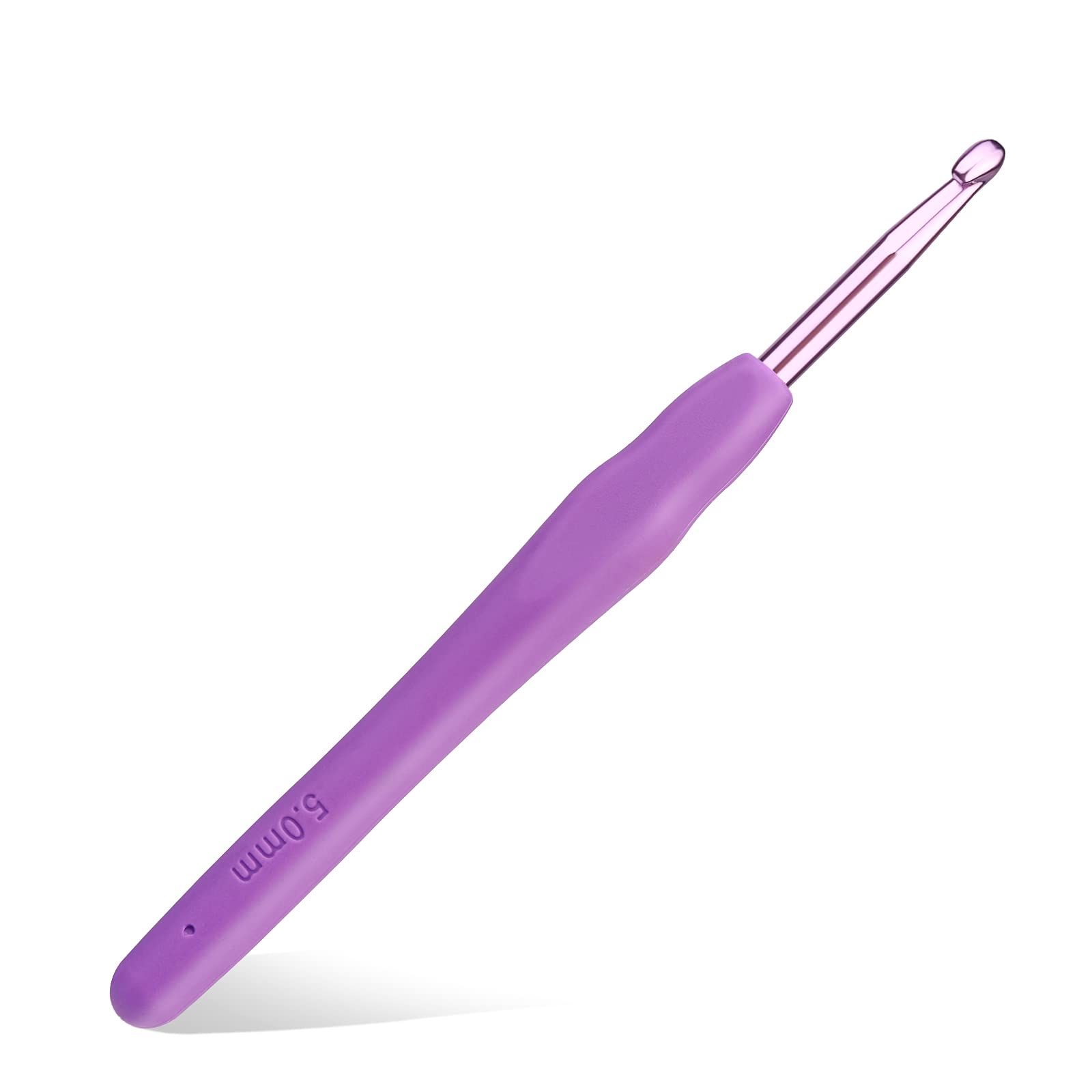 5mm Aluminum Crochet Hook with Soft Grip Rubber Handle - Ergonomic Knitting Needles for Beginners & DIY Handmade Crafts - Perfect for Amigurumi, Scarves, Hats & Home Decor Projects