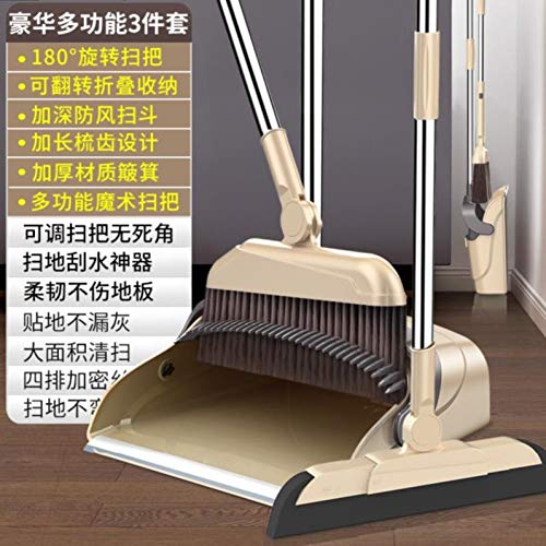 Premium Broom and Dustpan Set - Soft Bristle Sweeper with Magnetic Handle & Foldable Design for Easy Storage - Ideal for Hardwood Floors, Tile, and Pet Hair Cleaning - Home Cleaning Essentials