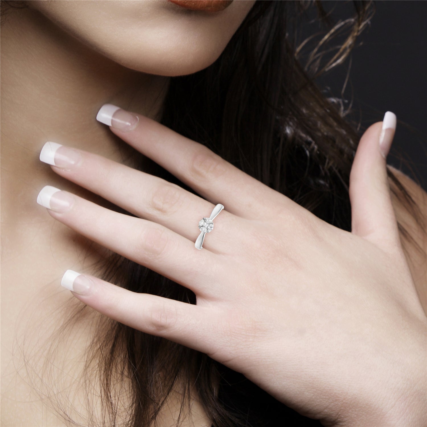 18K White Gold Prong Natura Rose Cut Diamond Ring for Women - Elegant Engagement & Wedding Jewelry Gift for Her - Perfect for Anniversaries, Proposals & Special Occasions