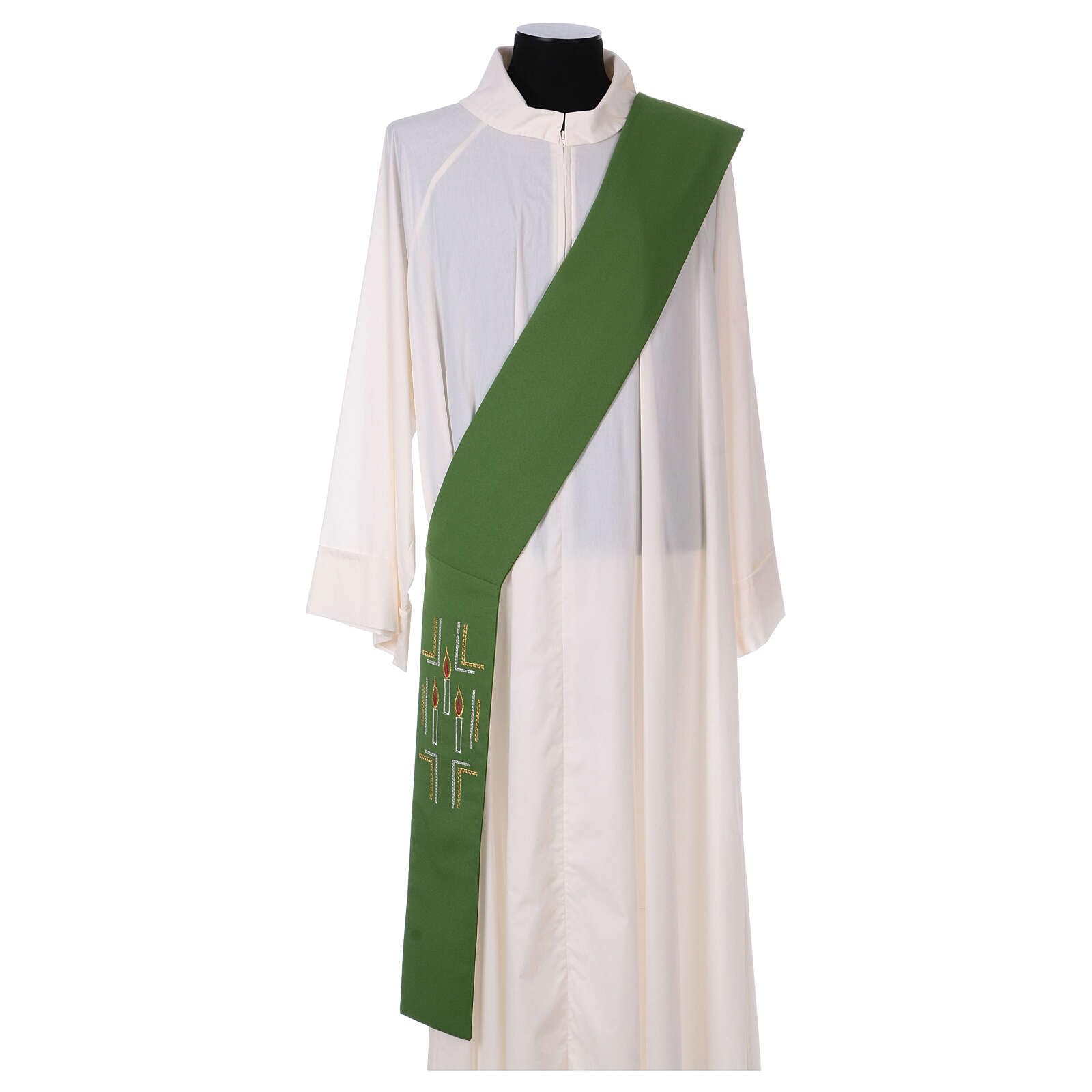 Purple Polyester Diaconal Stole with Candles Embroidery - Perfect for Church Services, Ordinations & Religious Ceremonies