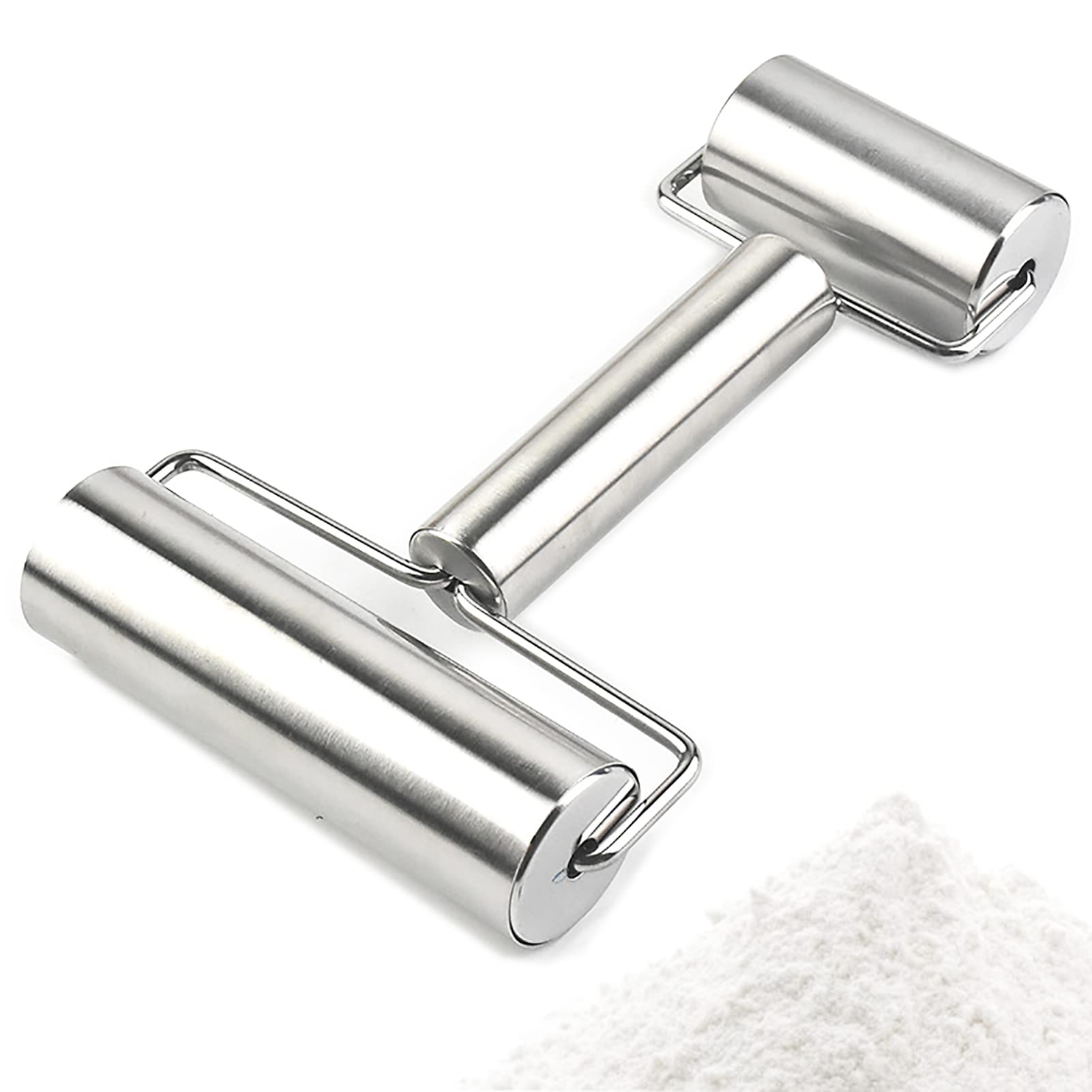 Stainless Steel Pizza Dough Roller - Non-Stick Pastry Rolling Pin for Baking, Cooking & Pizza Making | H-Shaped Design Saves Time | Perfect for Home Kitchen, Restaurants & Bakeries