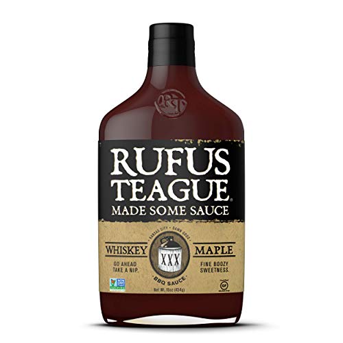 Rufus Teague Whiskey Maple BBQ Sauce - 16 oz Bottle (Pack of 4) | Premium Glaze for Ribs, Wings & Grilled Meats | Sweet & Smoky Flavor for Backyard BBQs & Tailgating