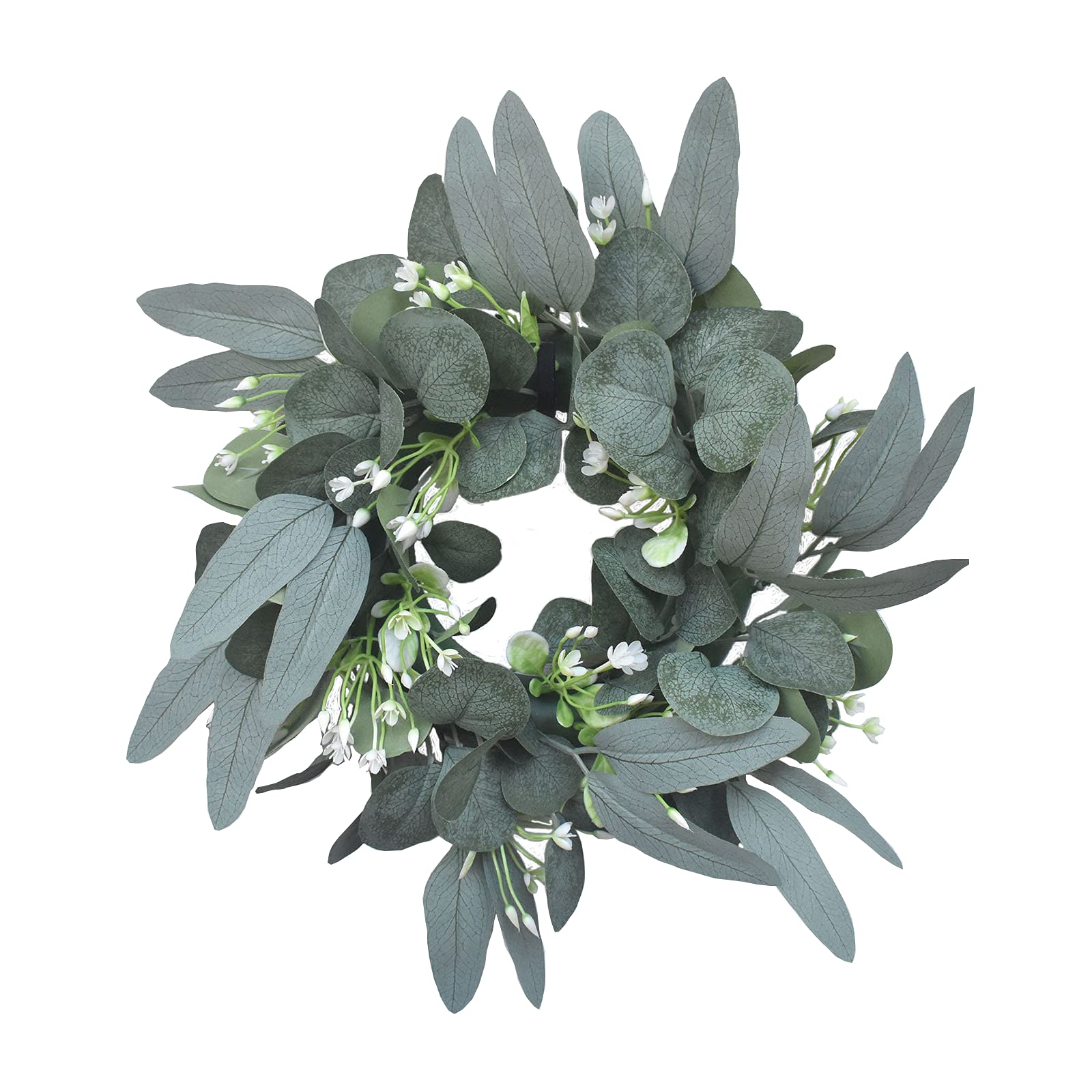 Spring Wreath for Front Door - Farmhouse Eucalyptus Boxwood Wreath Decor for Outdoor Wall Hanging | Welcome Sign for Spring & Summer Seasons (Green & White Style) - Perfect for Porch, Patio, and Front Entryway Decorations
