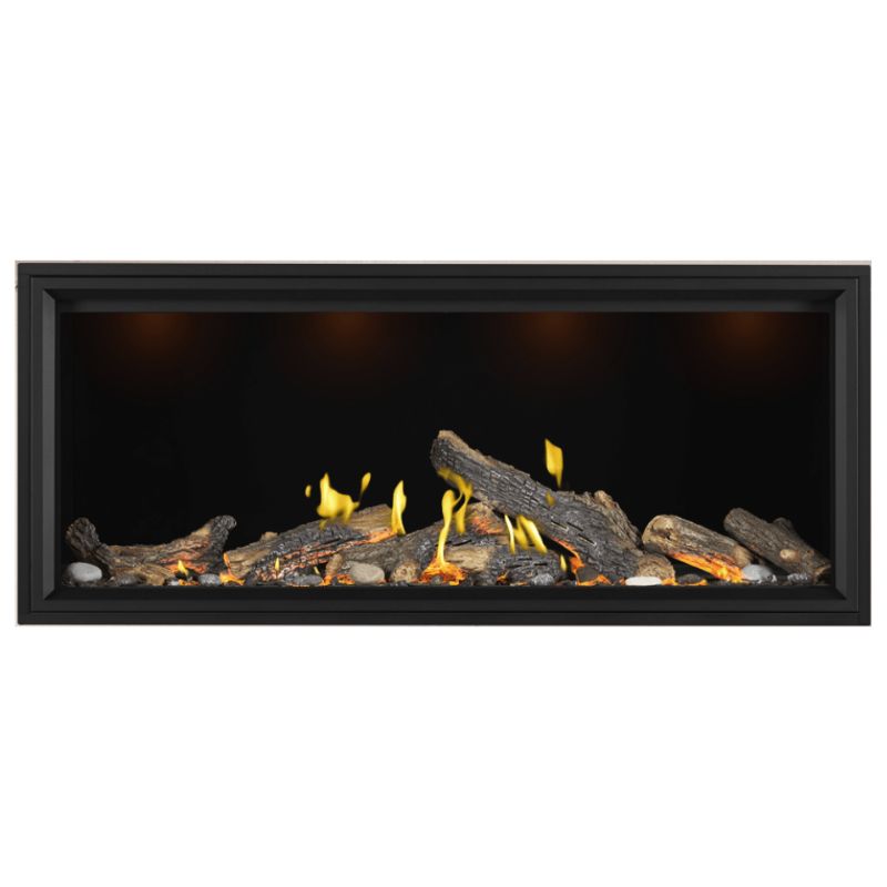 Napoleon Tall Vector 62 Inch Direct Vent Linear Gas Fireplace with Realistic Luminous Logs - Perfect for Modern Living Rooms & Cozy Winter Nights
