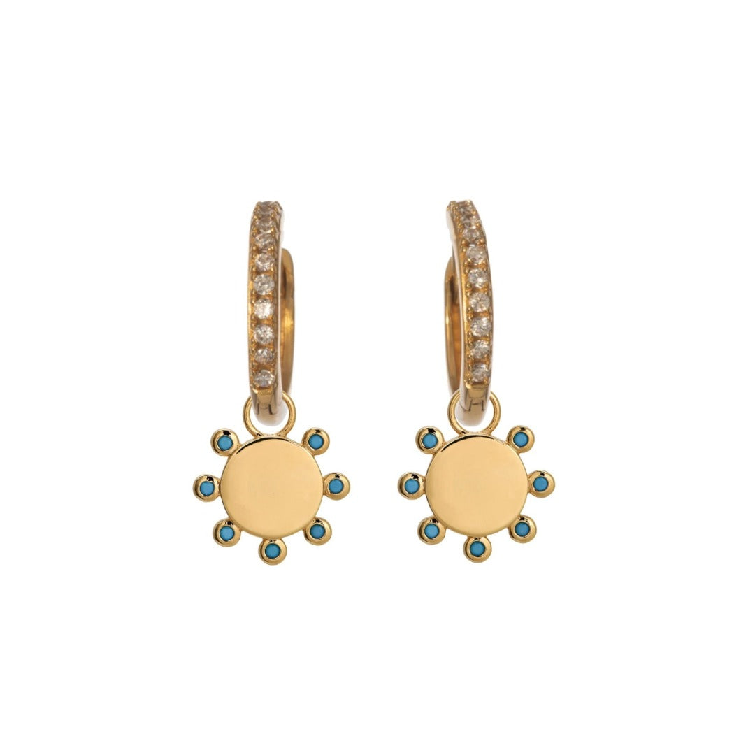 Goldbug Collection Round Top Turquoise Earring Charms - Handmade Sterling Silver Dangle Earrings for Women, Boho Chic Jewelry Gift for Her | Perfect for Parties, Weddings & Everyday Wear