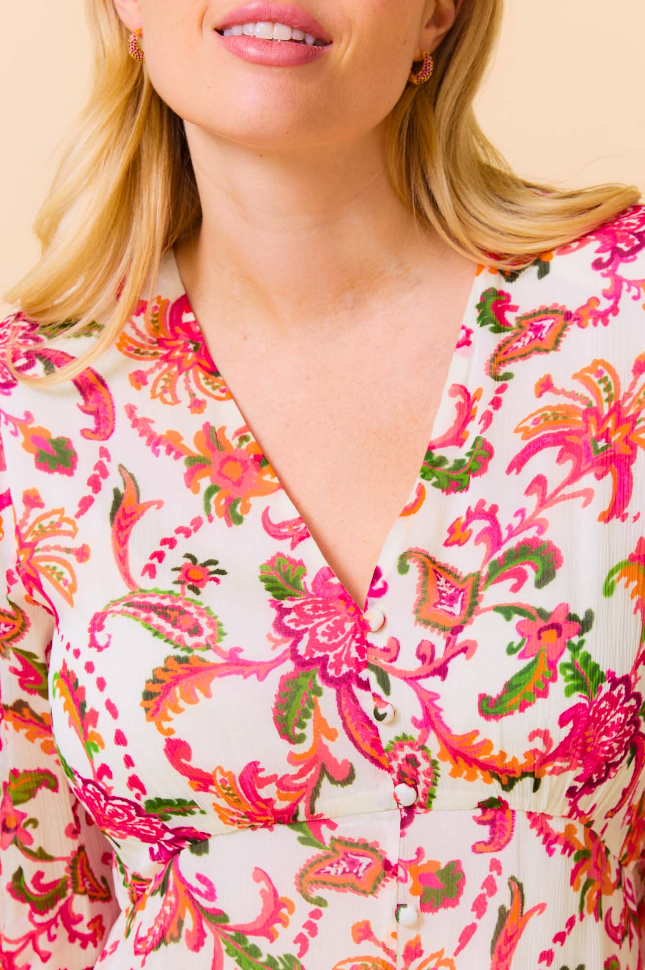 Long Sleeve Sally Anne Dress | Paisley Floral Print Women's Fashion Dress for Casual Wear, Office & Special Occasions