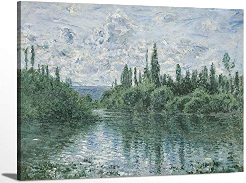 Claude Monet Oil Painting - Arm of The Seine Near Vetheuil | Impressionist Fine Art Canvas Print | Gallery Wrapped Wall Decor for Living Room, Bedroom & Office | Home & Office Decoration | Art Lover Gift