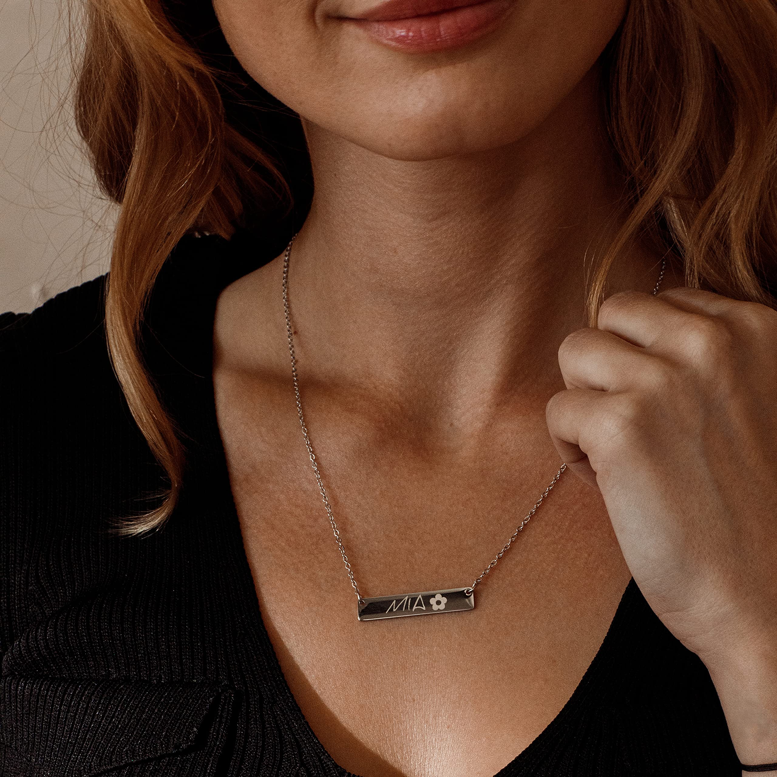 Personalized Name Big Bar Necklace for Women - Engraved Custom Jewelry Gift for Her - Perfect for Birthdays, Anniversaries & Special Occasions